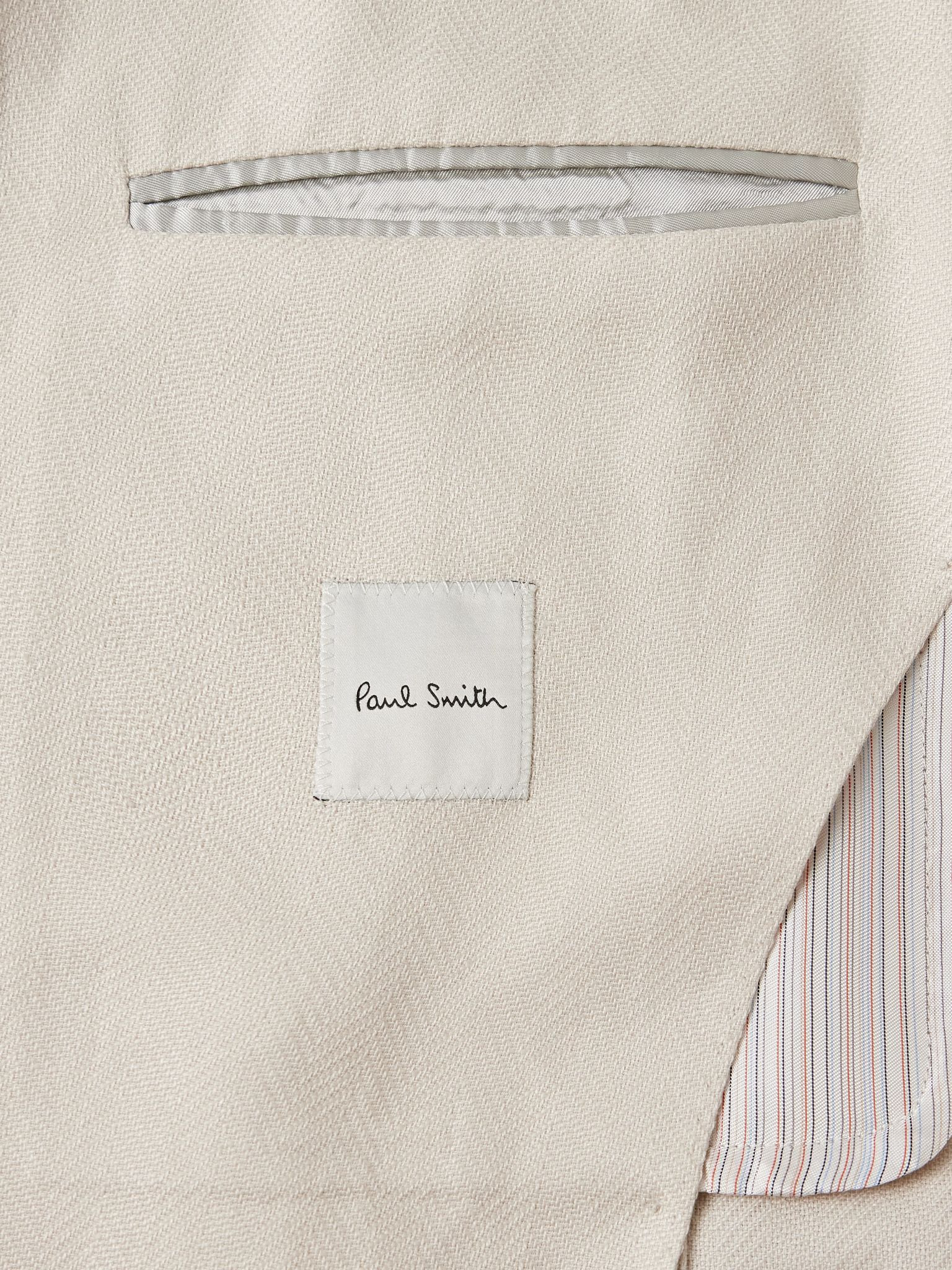 Double-Breasted Herringbone Linen and Cotton-Blend Blazer Beige - 6