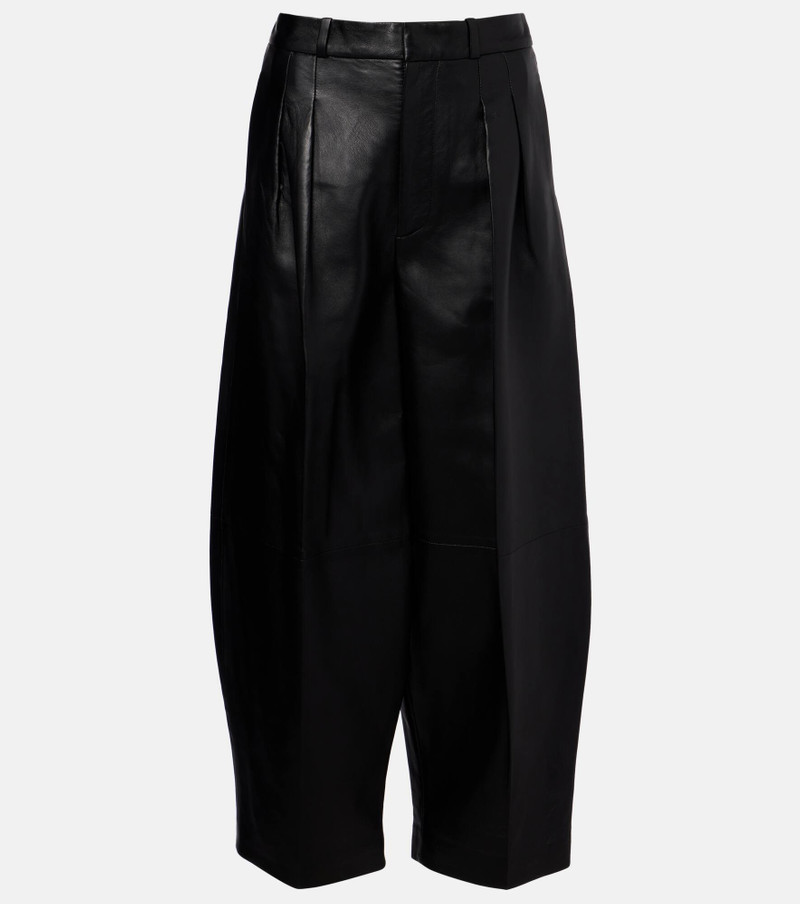 Dash leather barrel-leg pants 1