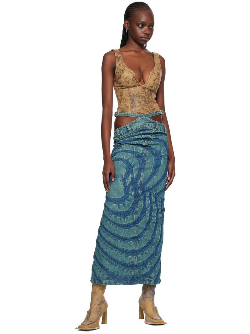 MASHA POPOVA SSENSE Exclusive Blue Big Heart Denim Midi Skirt outlook