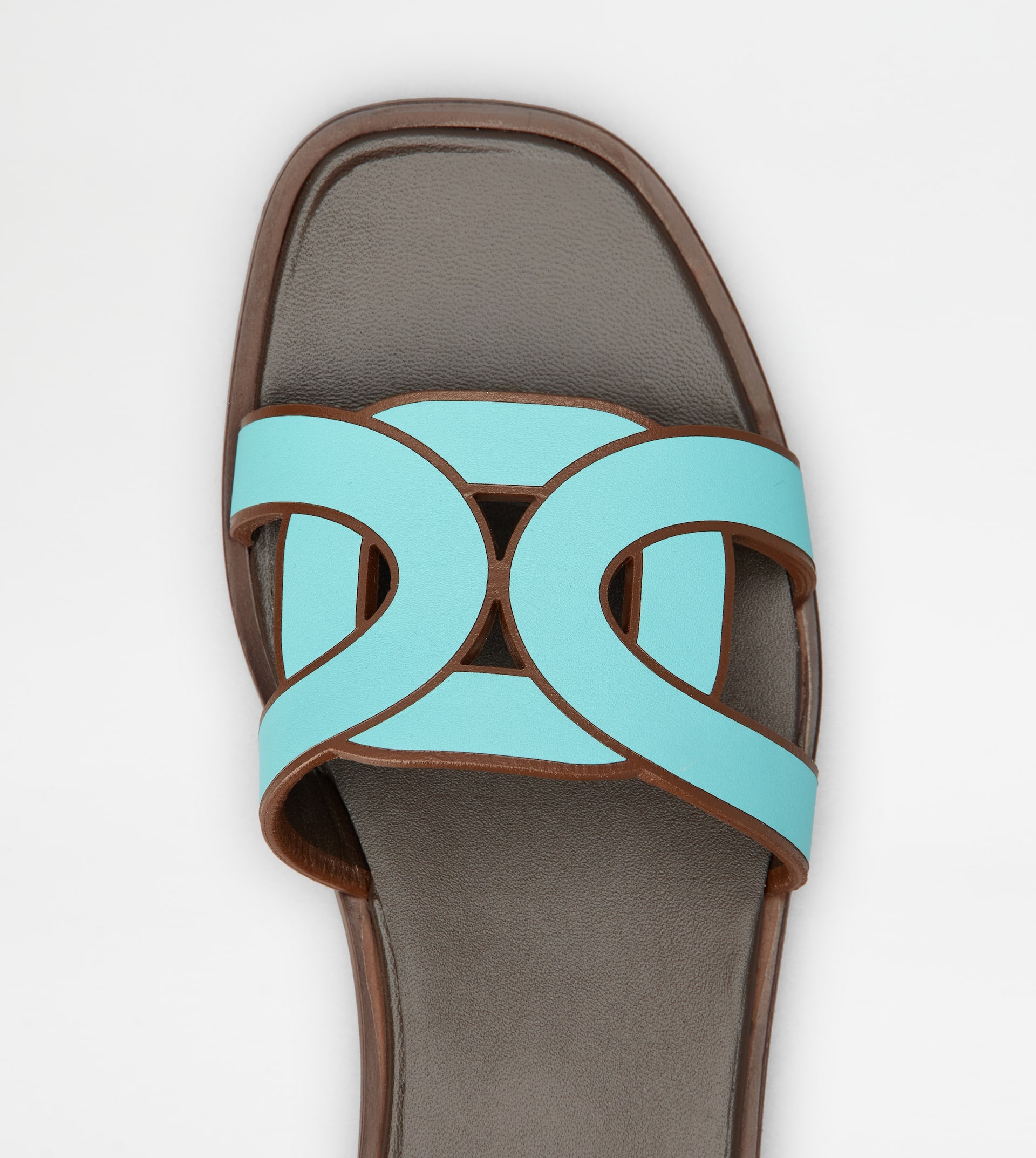 SANDALS IN LEATHER - LIGHT BLUE - 4