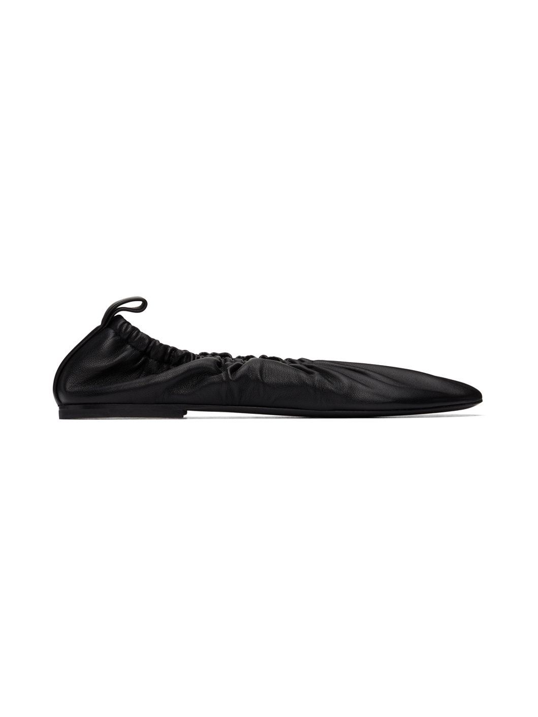 Black Gathered Ballerina Flats - 1
