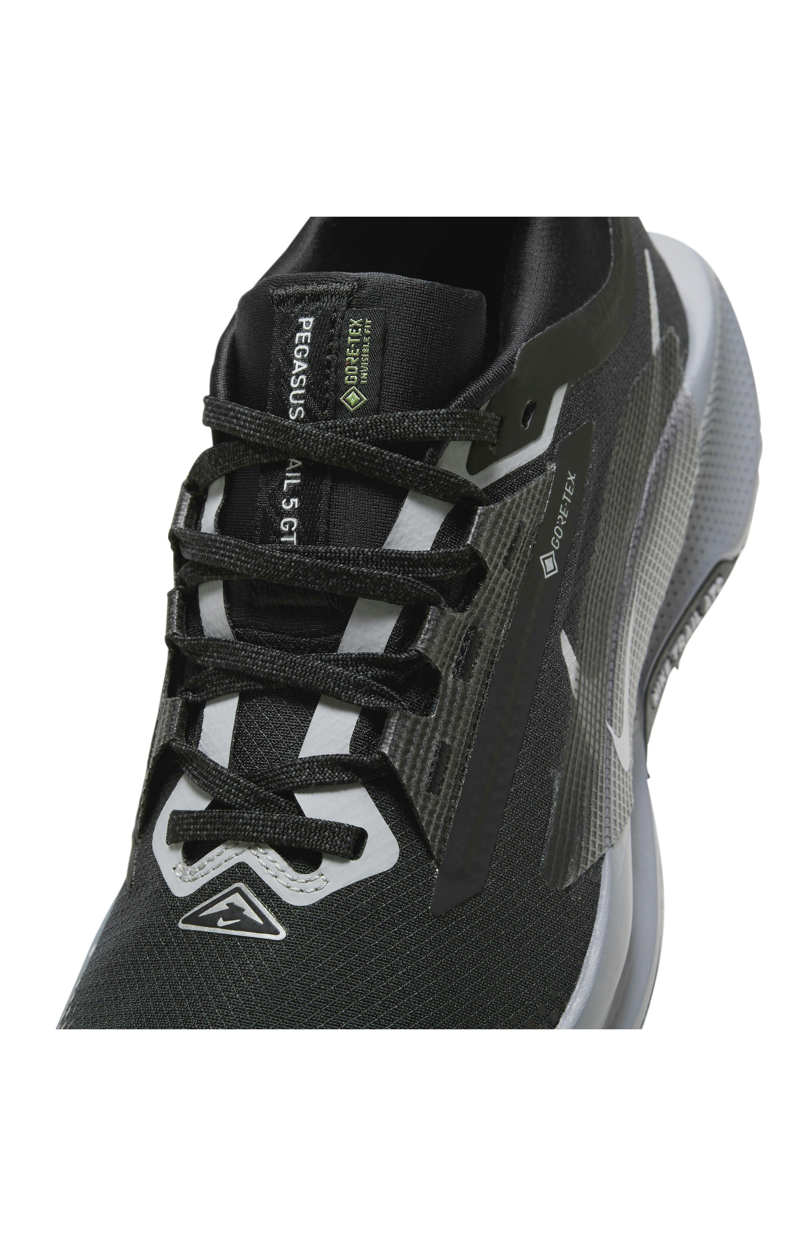 Nike Pegasus Trail 5 Gore-Tex® Waterproof Running Shoe in Black/Grey at Nordstrom - 7