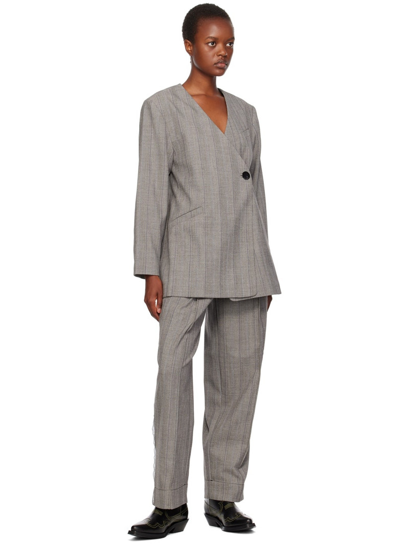 GANNI Gray Relaxed-Fit Blazer outlook