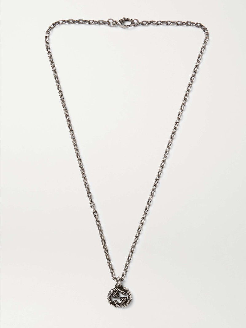 Engraved Burnished Sterling Silver Necklace 1