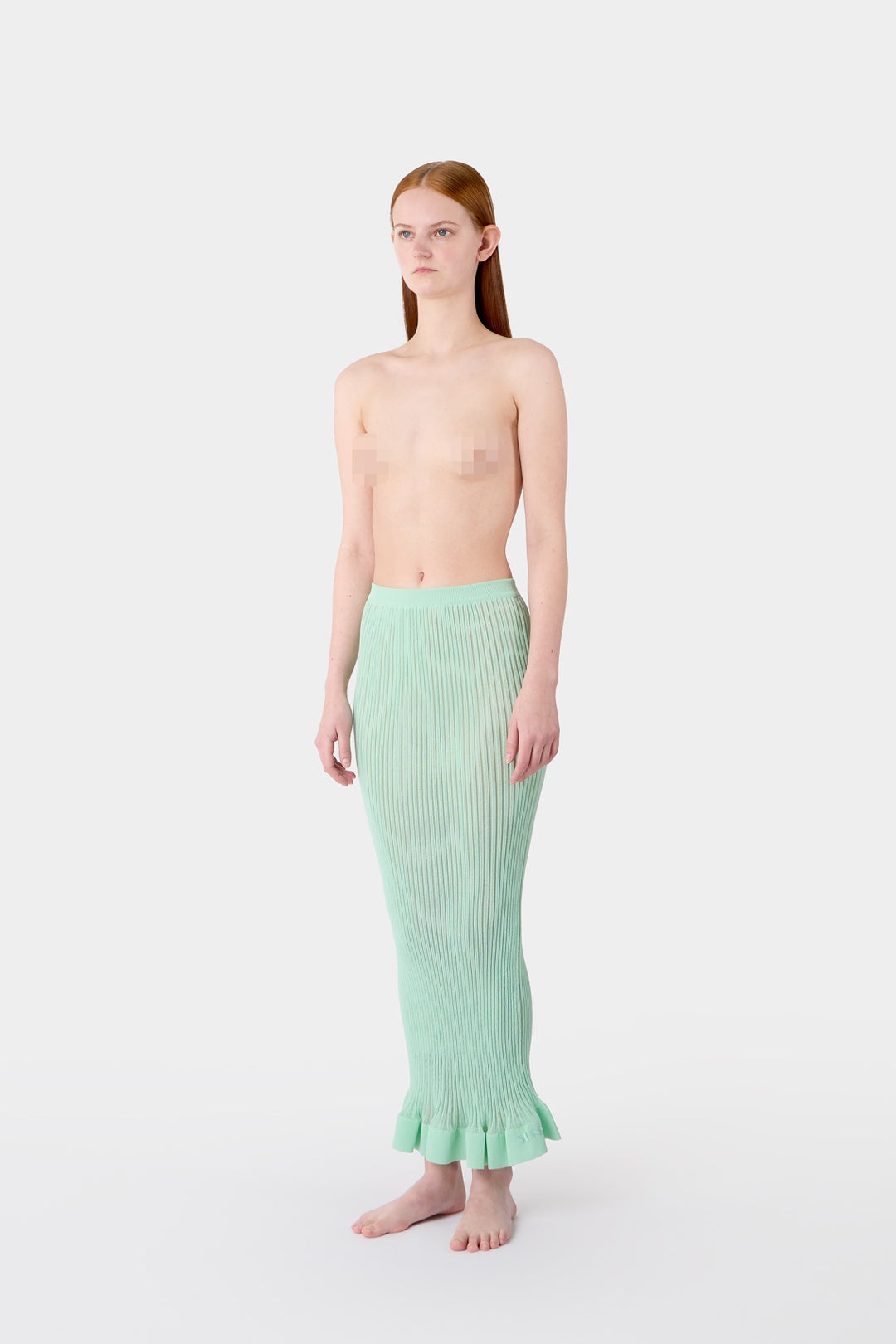 KNIT LONG SKIRT / light mint - 3