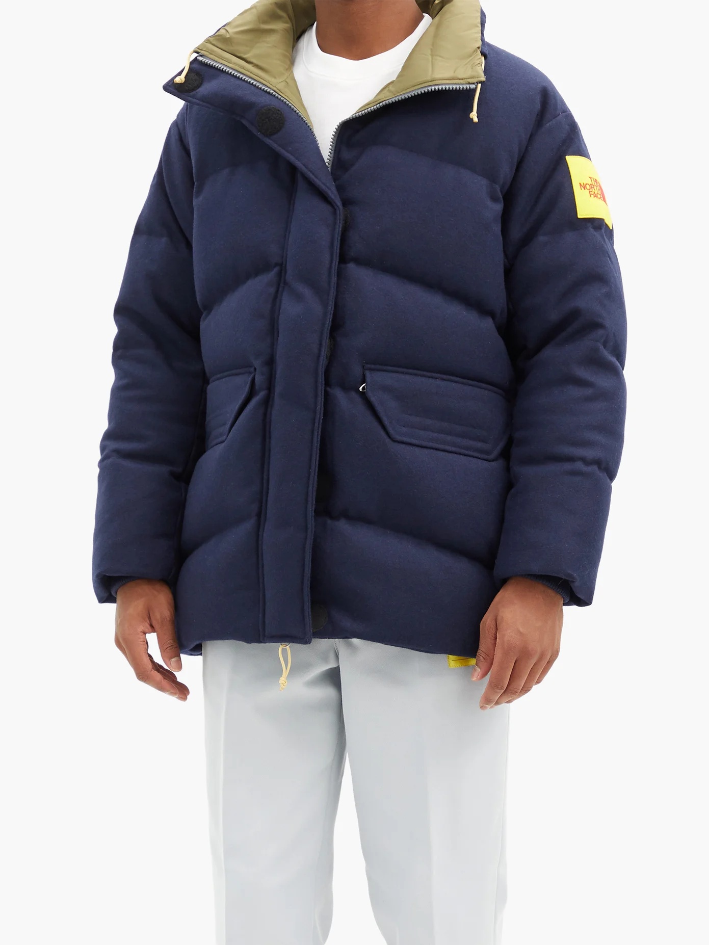 Lakspur logo-patch quilted down wool-blend jacket - 6