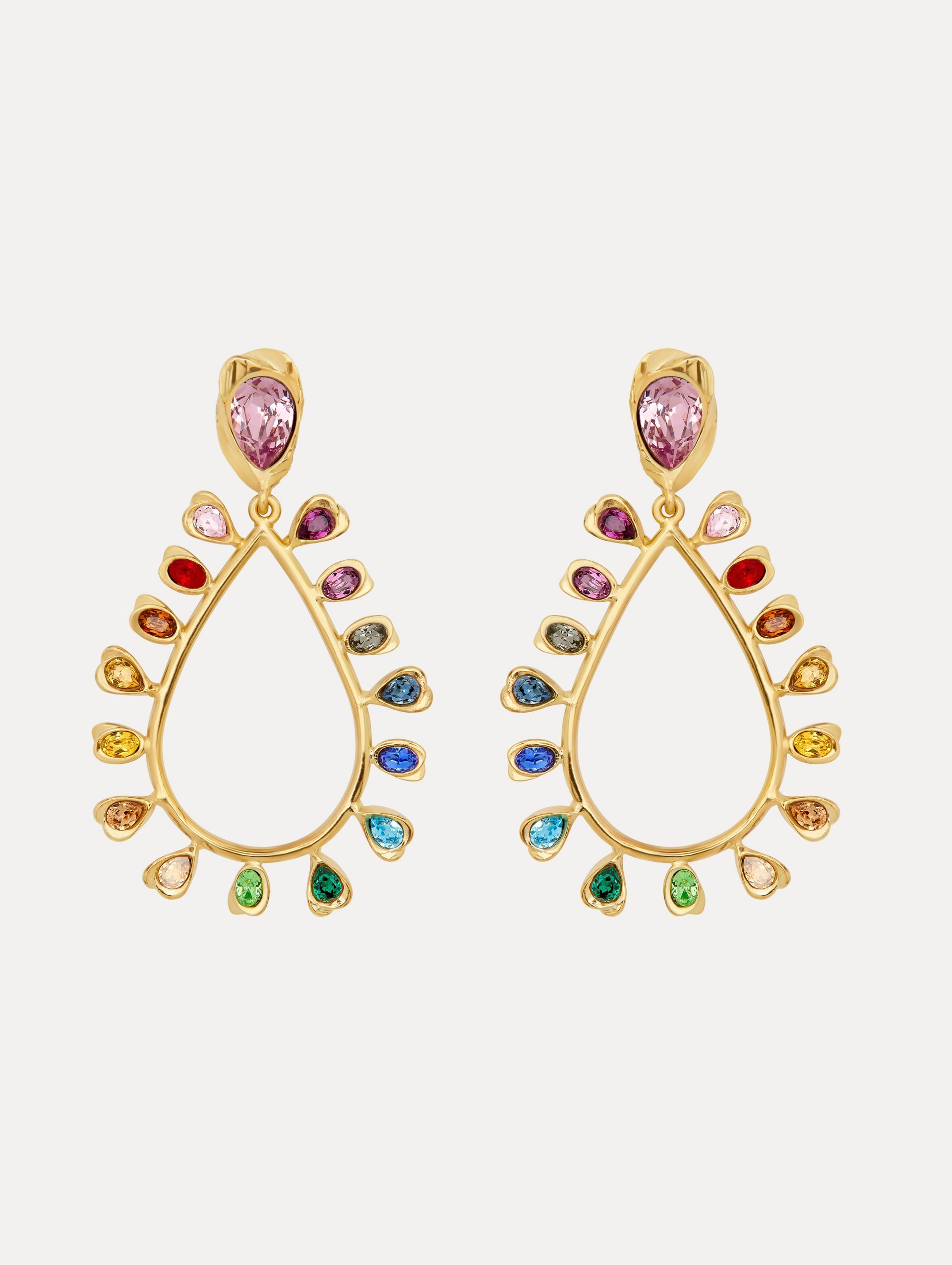 MULTI-COLORED CRYSTAL DROP EARRINGS - 1