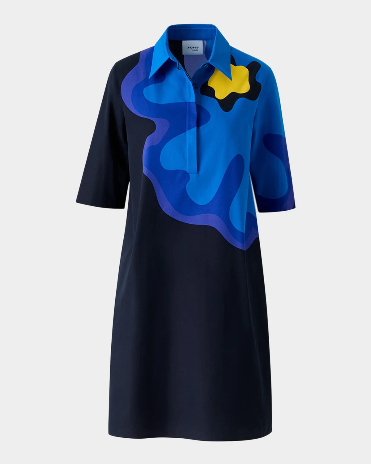 Floral Cotton Knee-Length Dress - 1