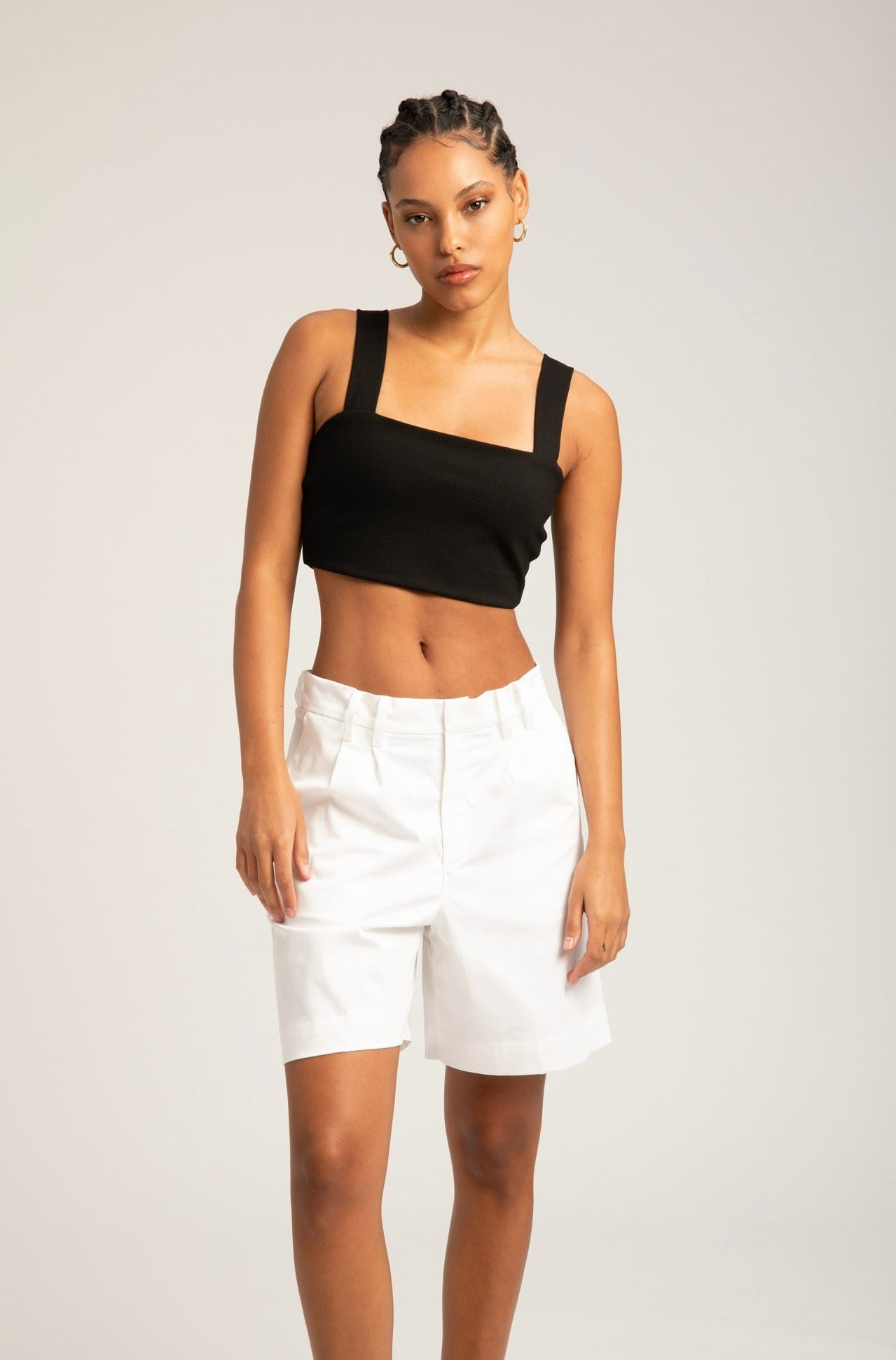 WHITE POPLIN SHORTS - 2