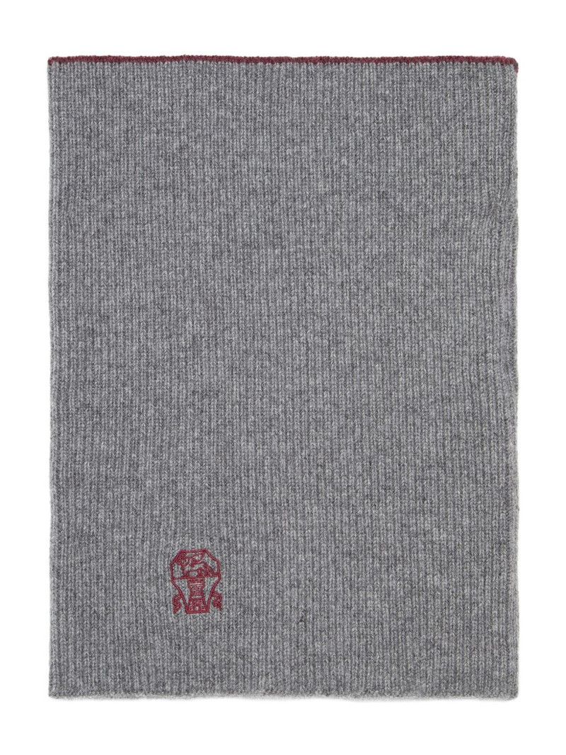 Brunello Cucinelli ribbed embroidered neck warmer outlook