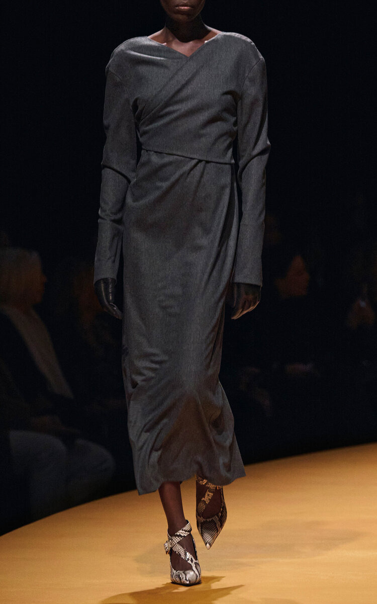 Aubrey Wrap-Front Wool Midi Dress grey - 2