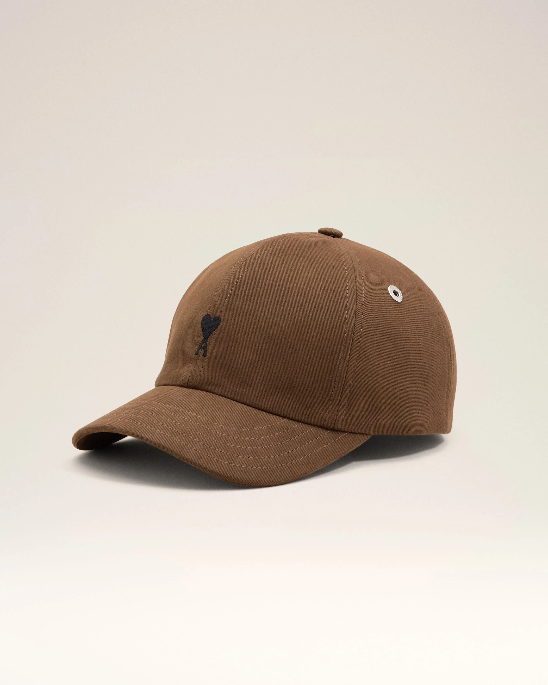 BROWN COTTON CAP WITH AMI DE COEUR - 1