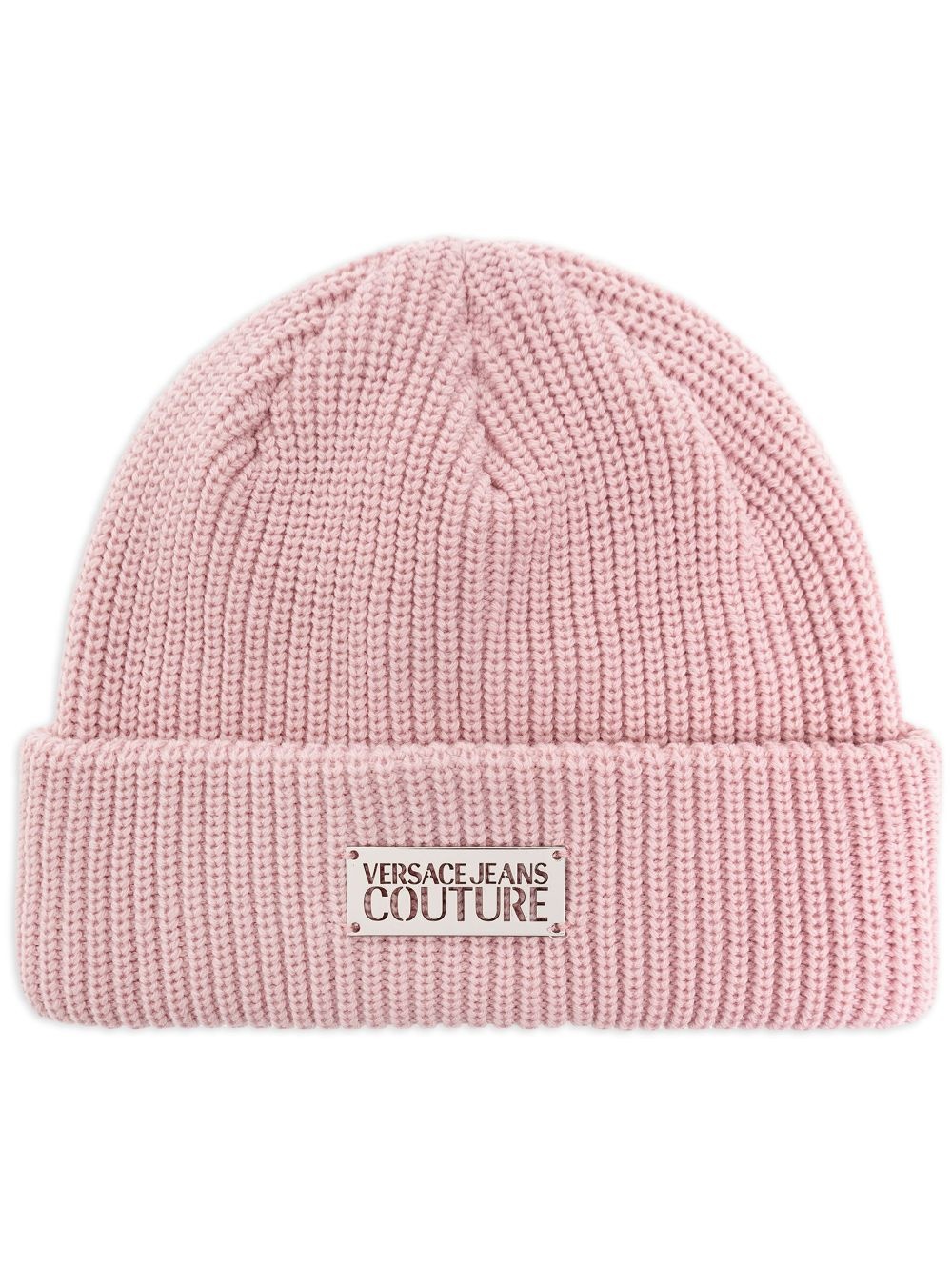 logo-plaque knitted beanie - 1