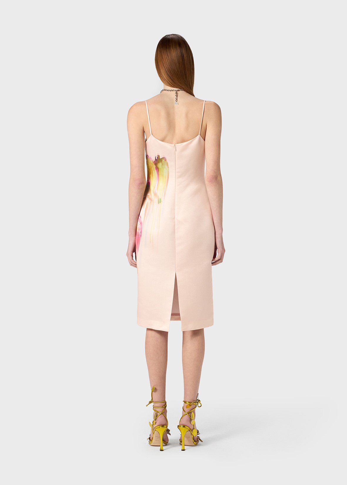 DRESS IN DUCHESSE WITH LIQUID FLOWER PRINT - 4