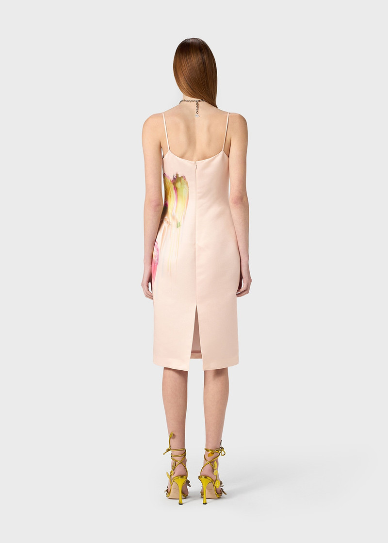 DRESS IN DUCHESSE WITH LIQUID FLOWER PRINT 4