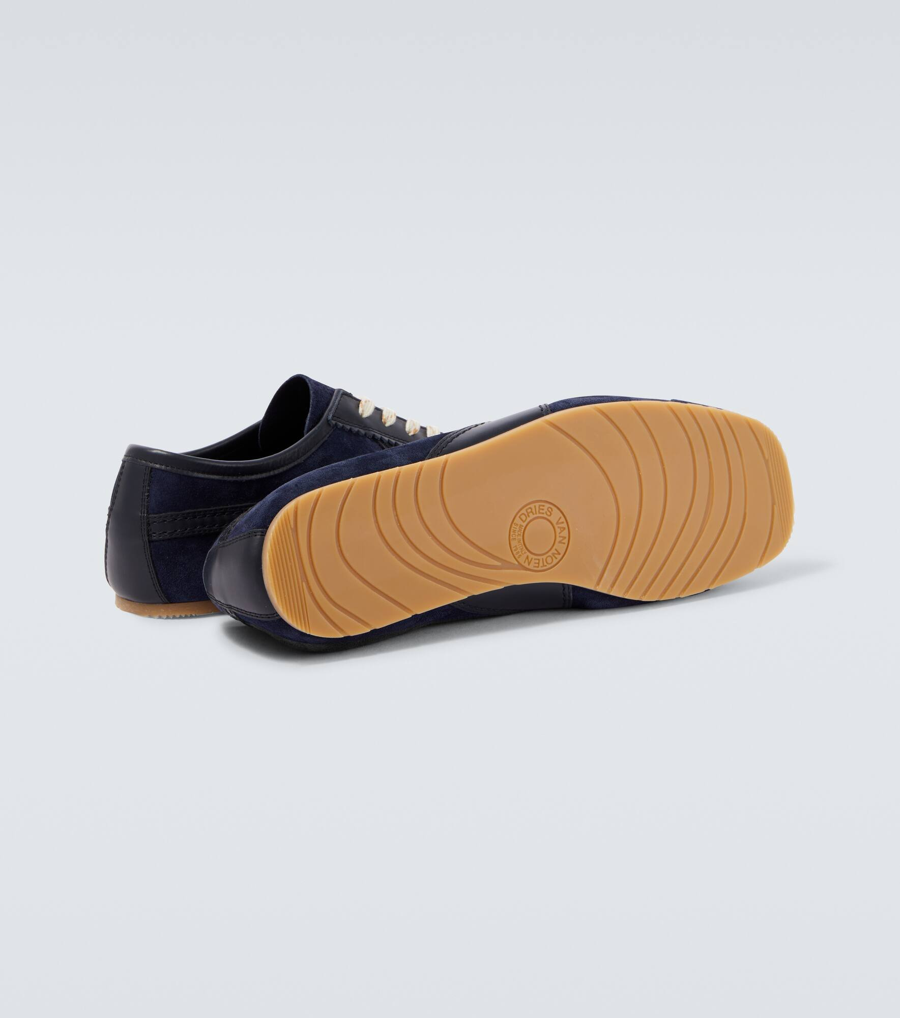 Leather-trimmed suede sneakers - 7
