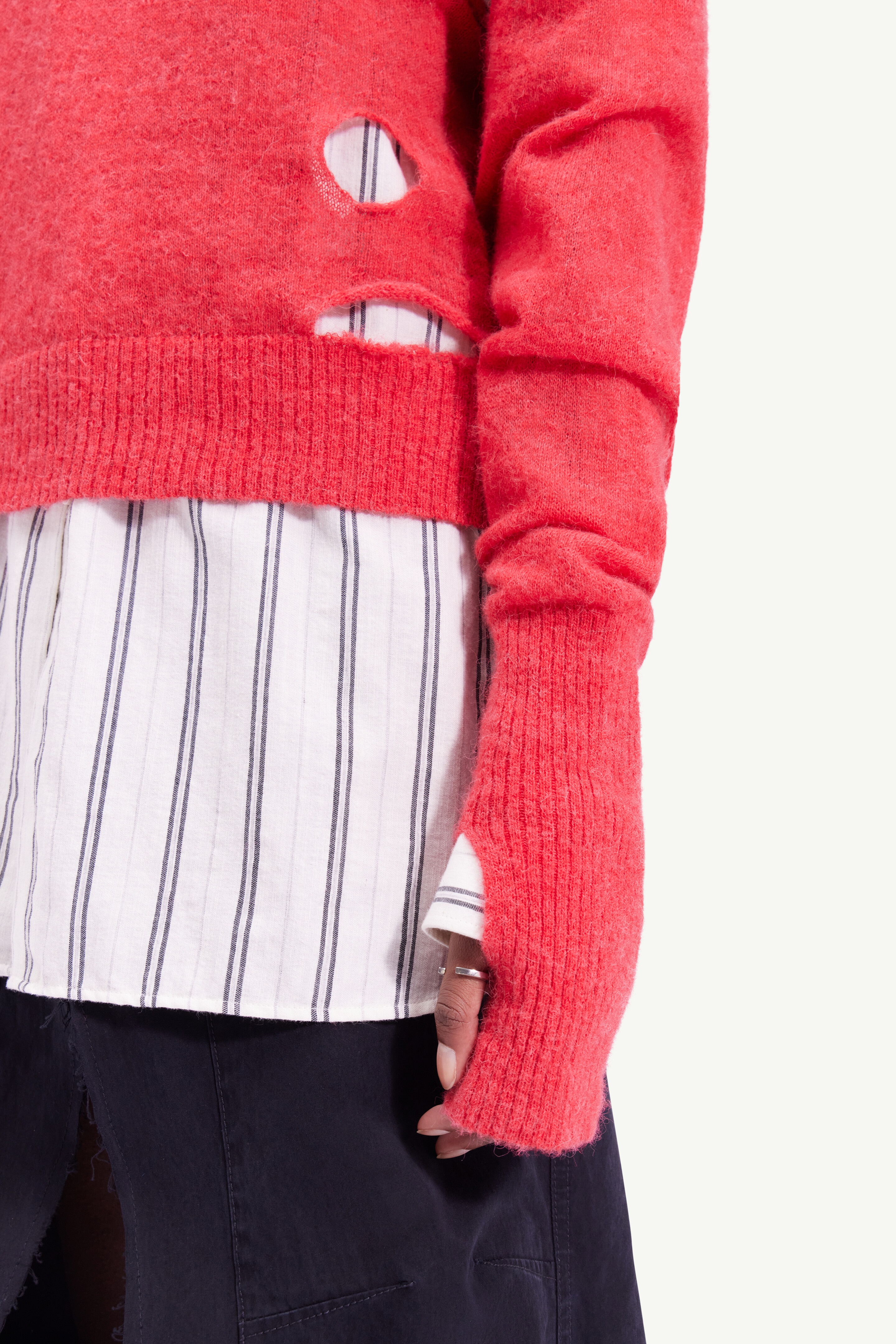 Distressed knit high-neck sweater - 7