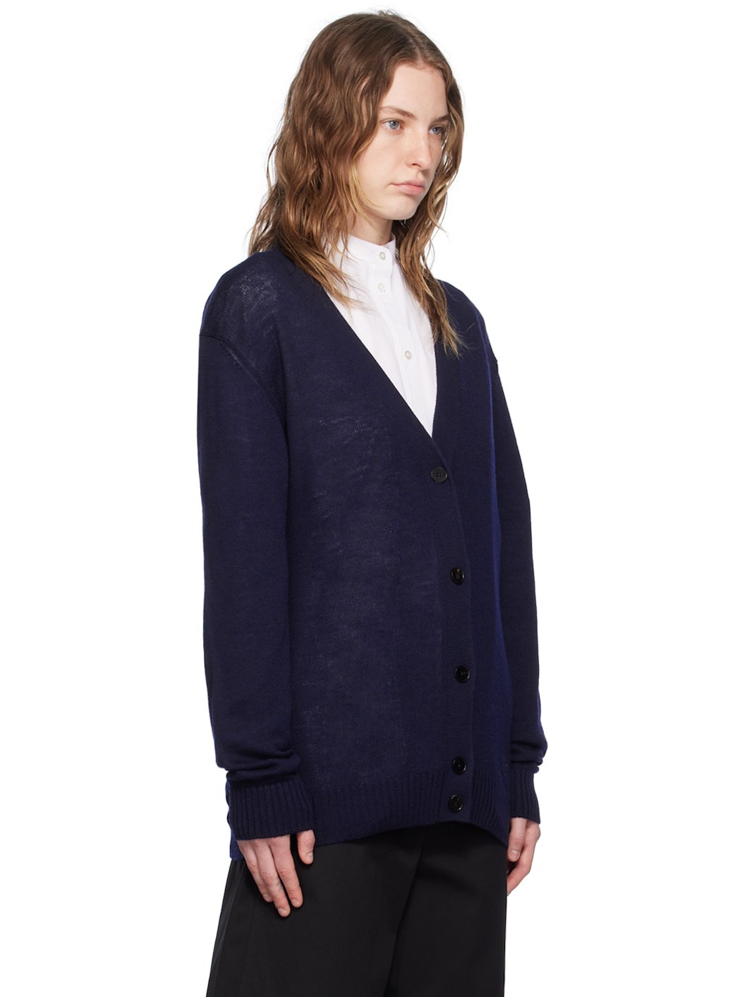 Navy Y-Neck Cardigan - 2
