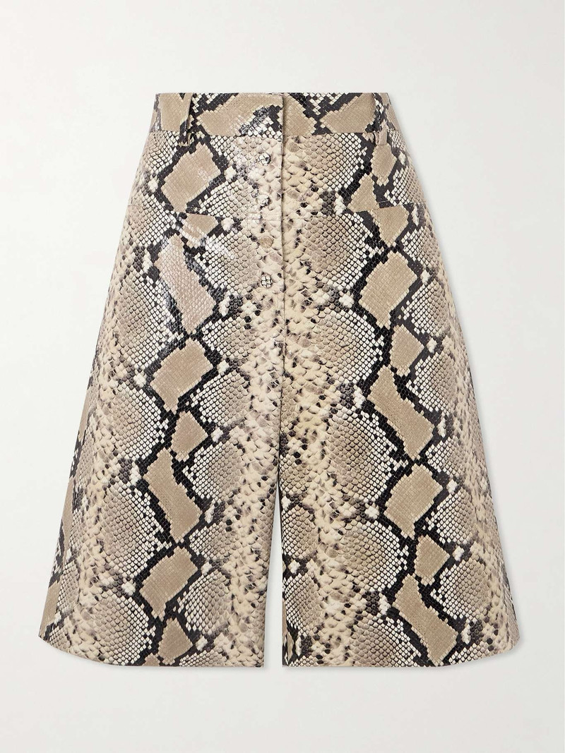 Snake-effect leather shorts - 1