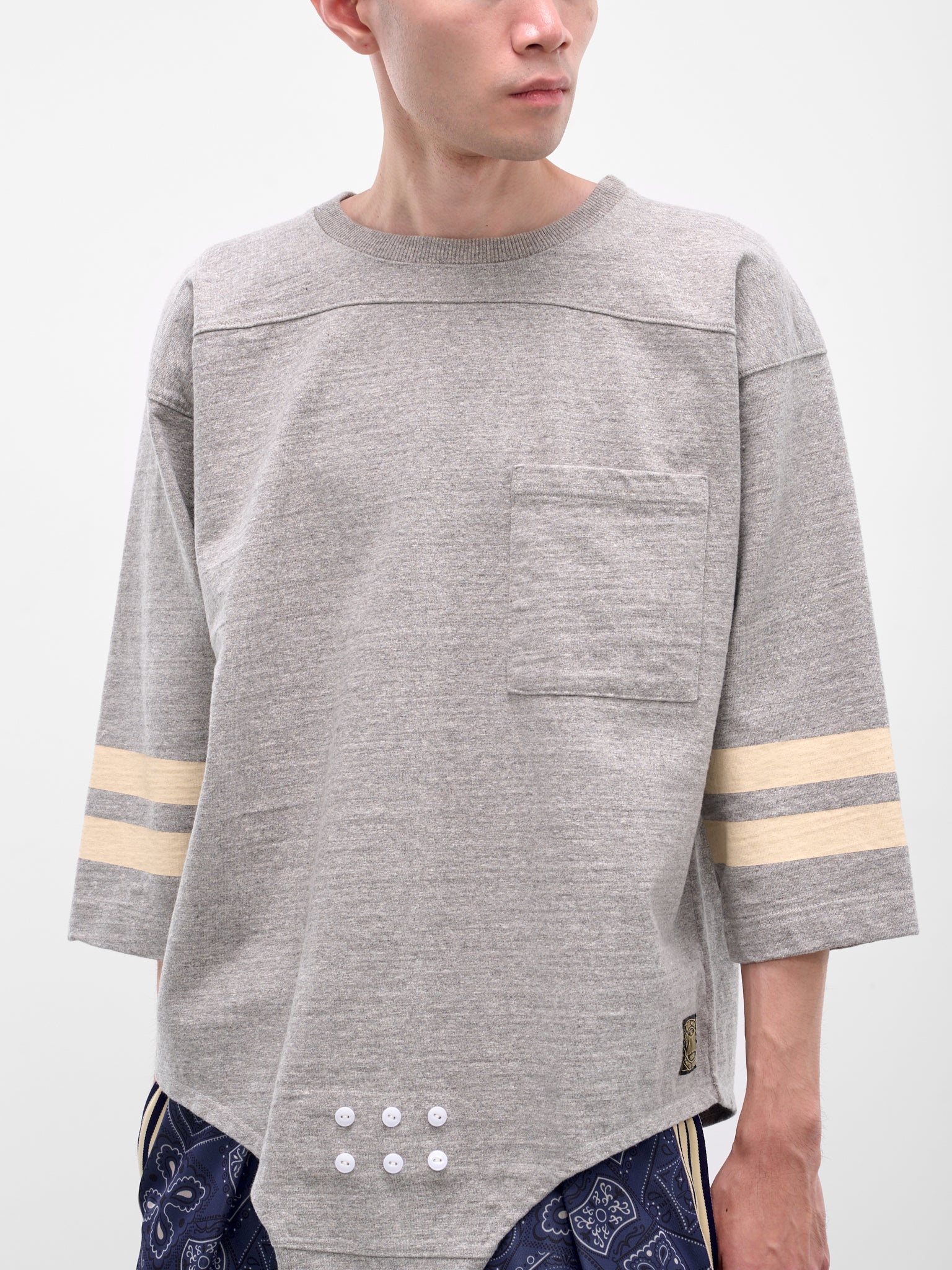 Gray Striped Bodysuit Hem Tee - 4