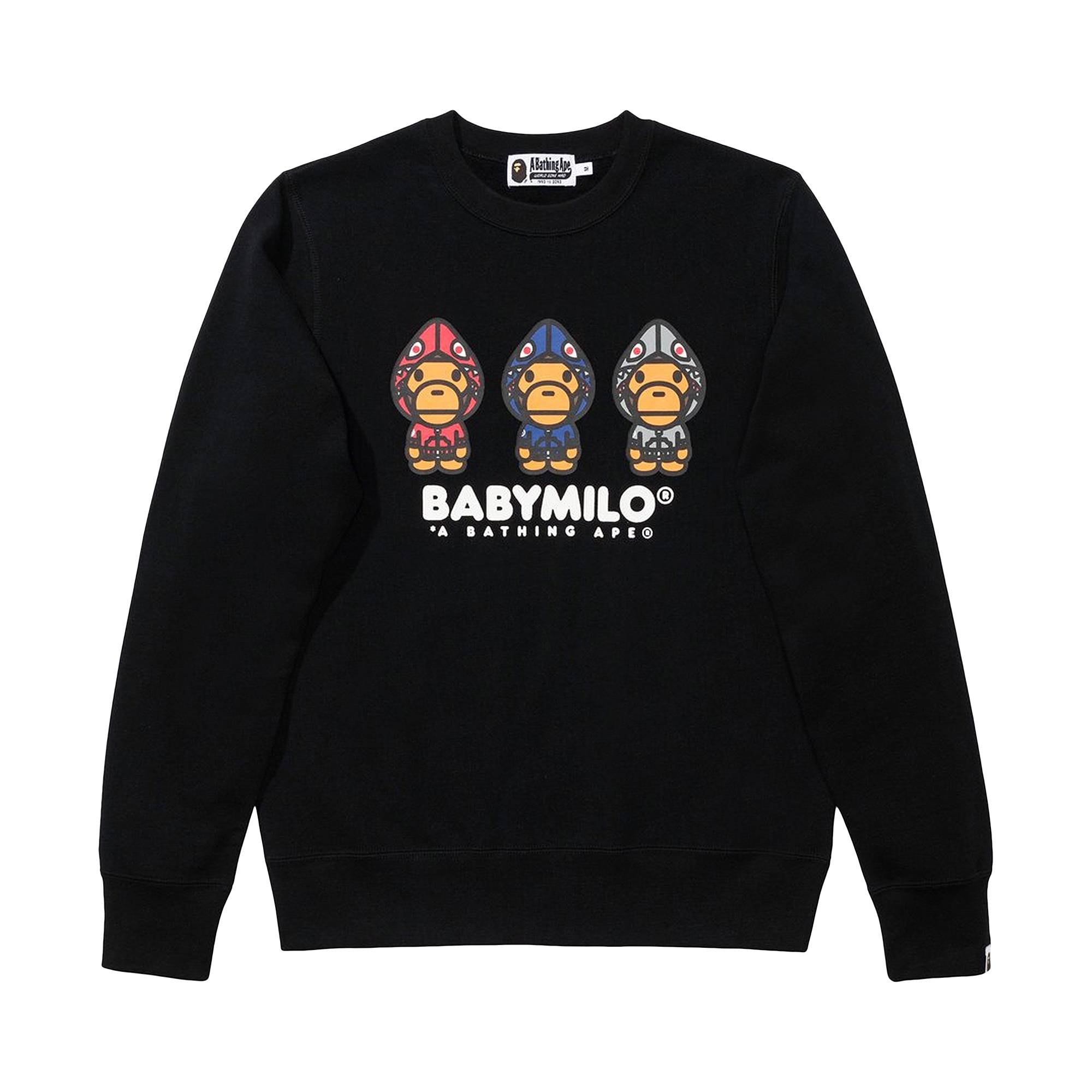 BAPE Milo Shark Hoodie Print Crewneck 'Black' - 1