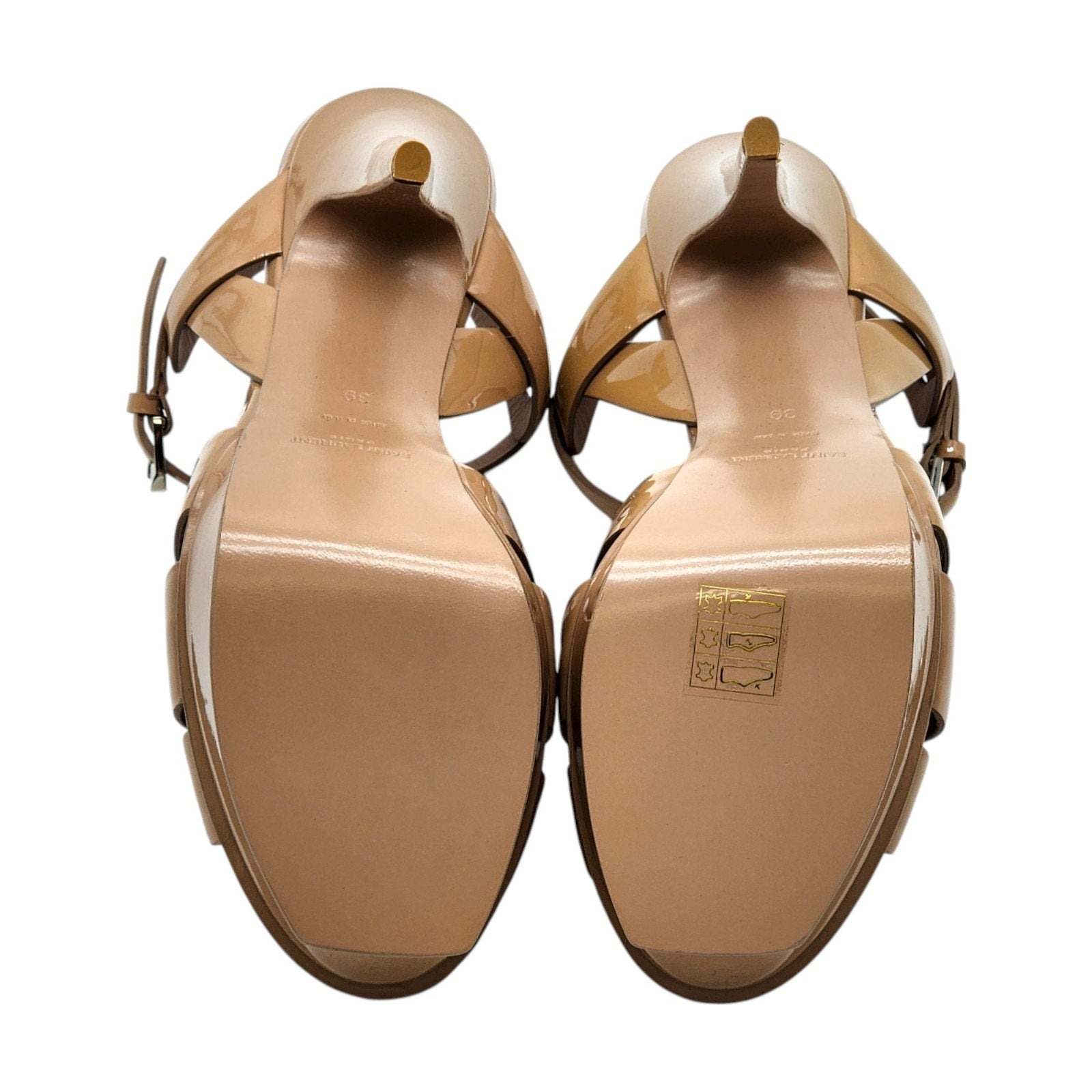 Saint Laurent Tribute Platform Leather Sandals Pumps Tan Brown - 12
