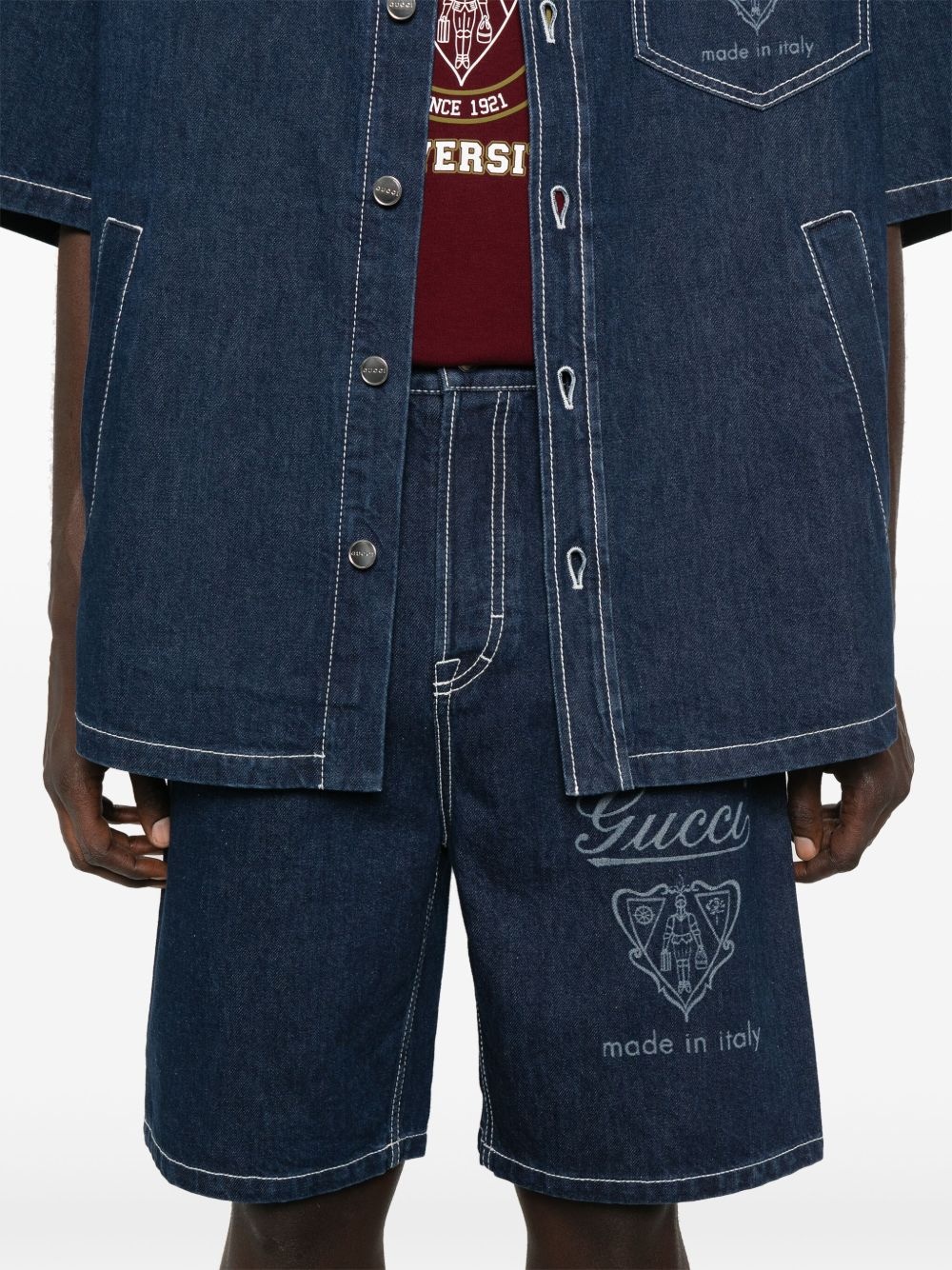 lasered denim shorts - 5