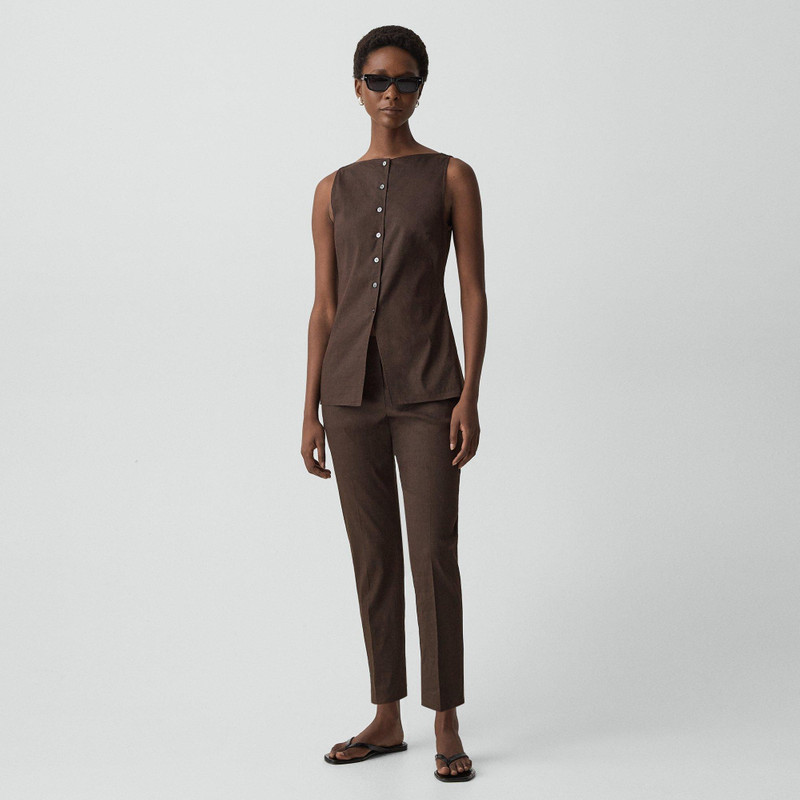 Theory Boatneck Cutaway Top in Good Linen outlook