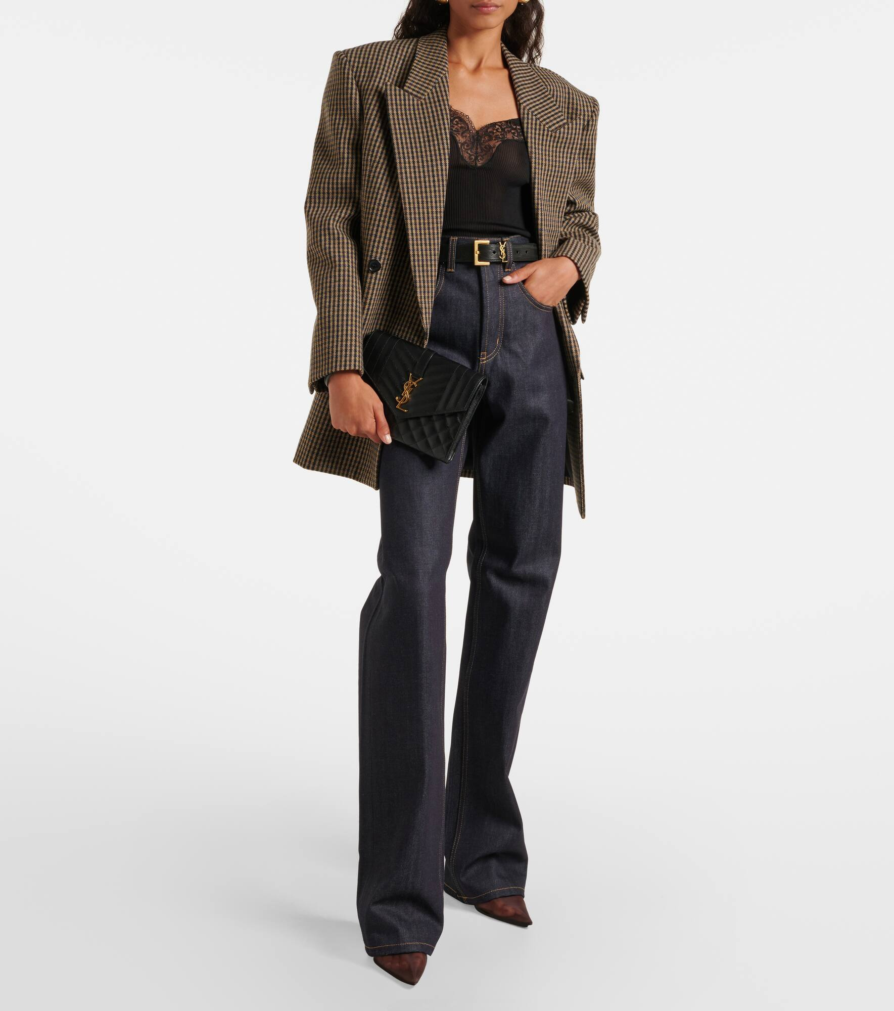 Envelope matelassé leather clutch - 5