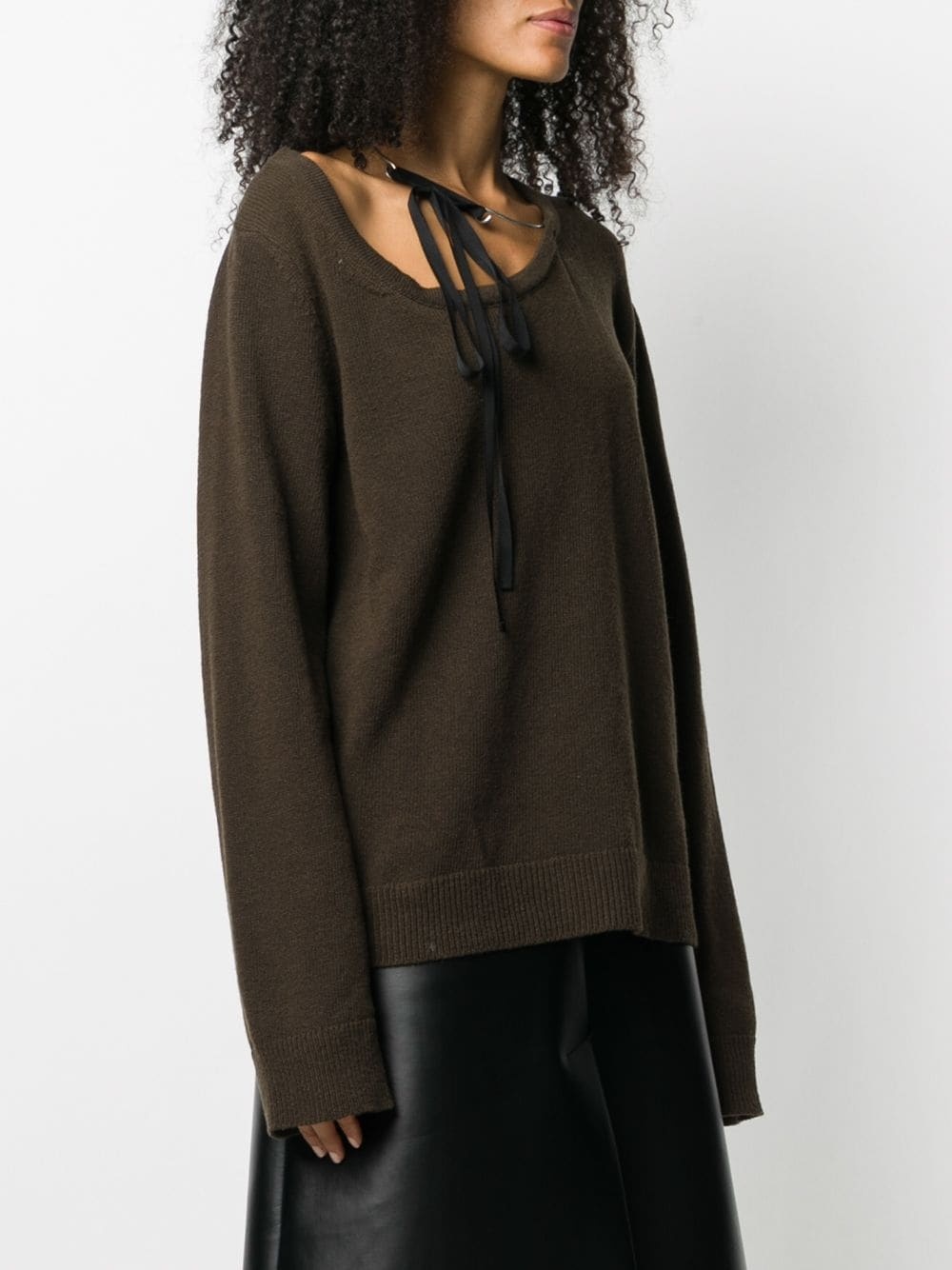 asymmetric scoop neck jumper - 3