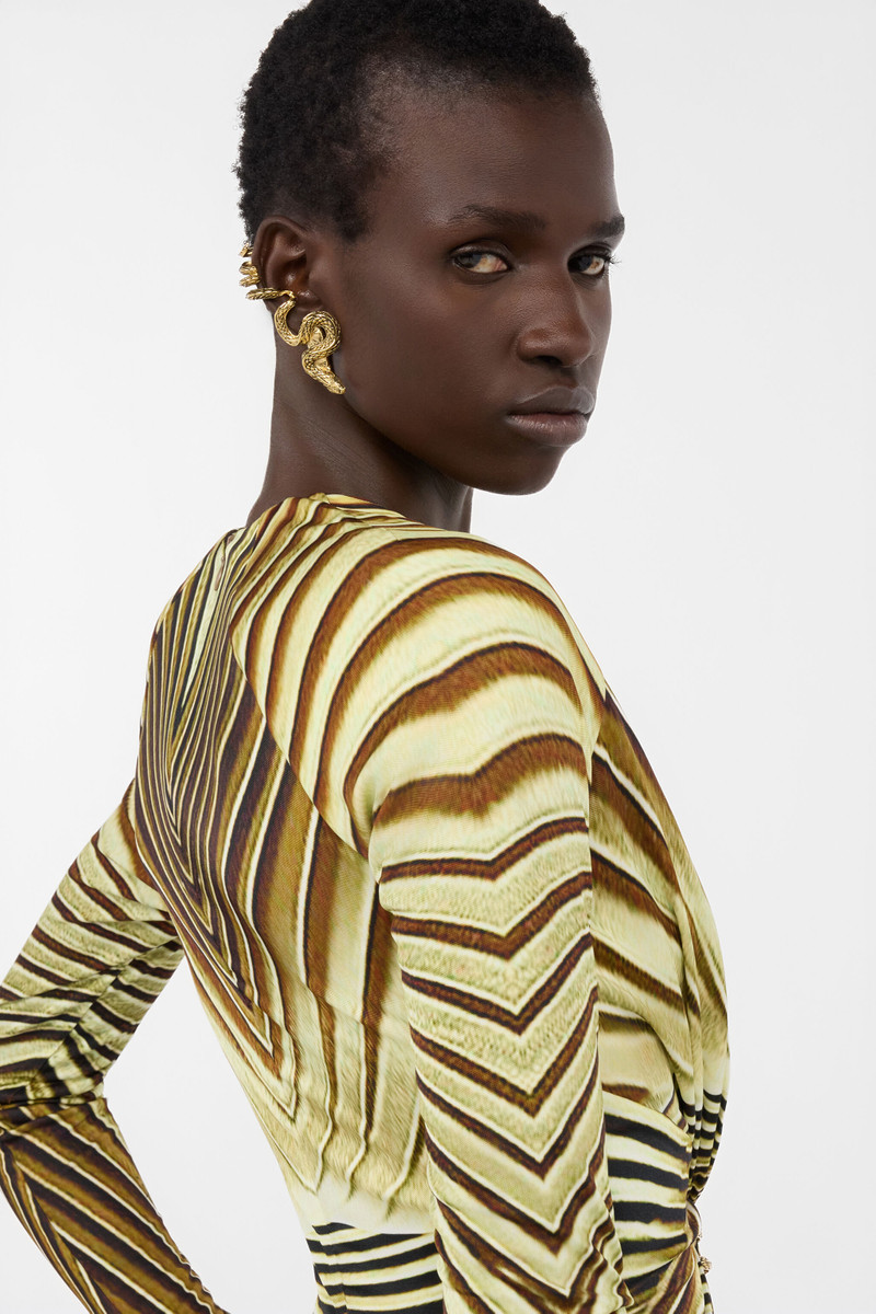 Extra-Long Dress with Ray Of Gold Print 7