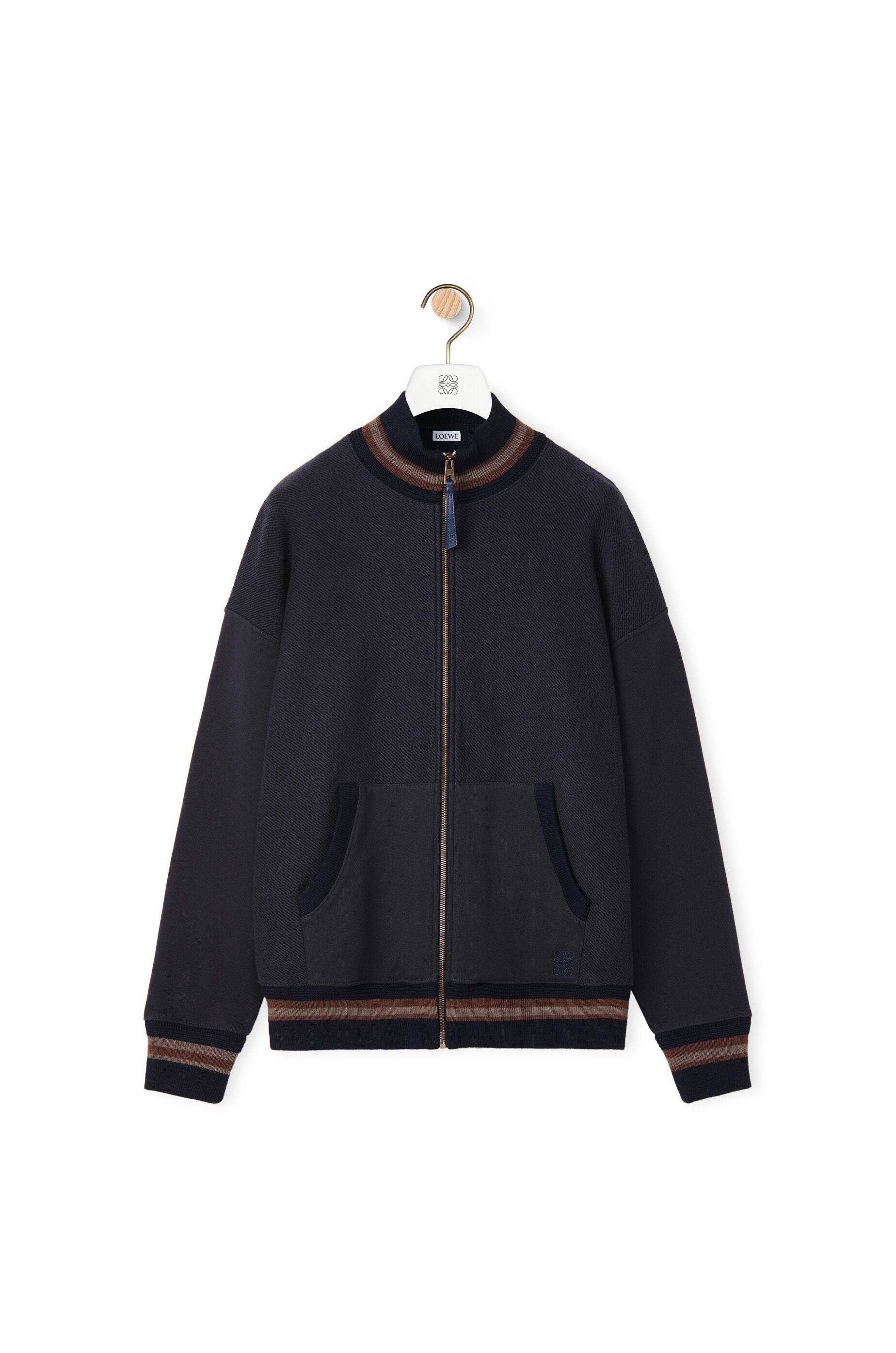 Zip-up ribbed jacket in cotton - 1