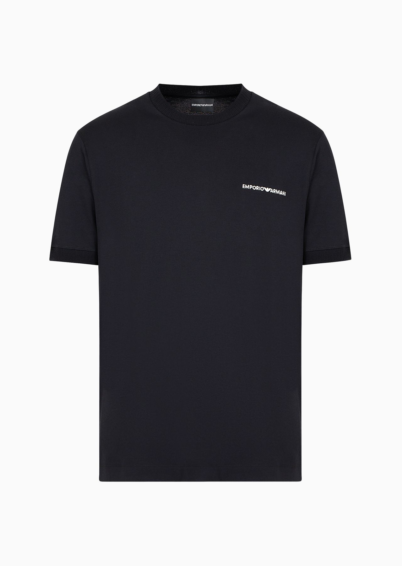 Lightweight jersey T-shirt with logo embroidery and ribbed trim - 1