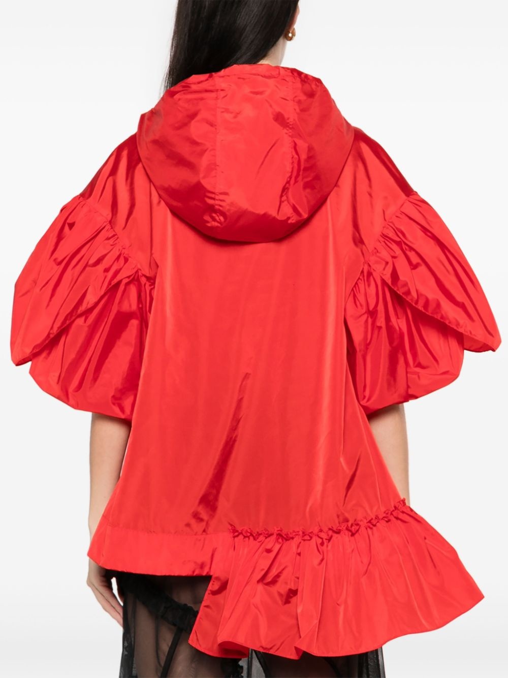 ruffle-detail petal-sleeve hoodie - 4