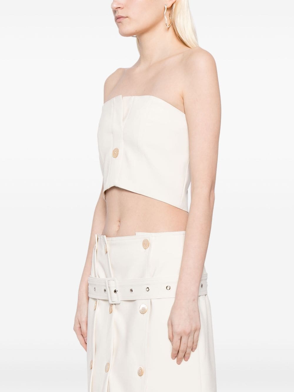 button-embellished cropped top - 3