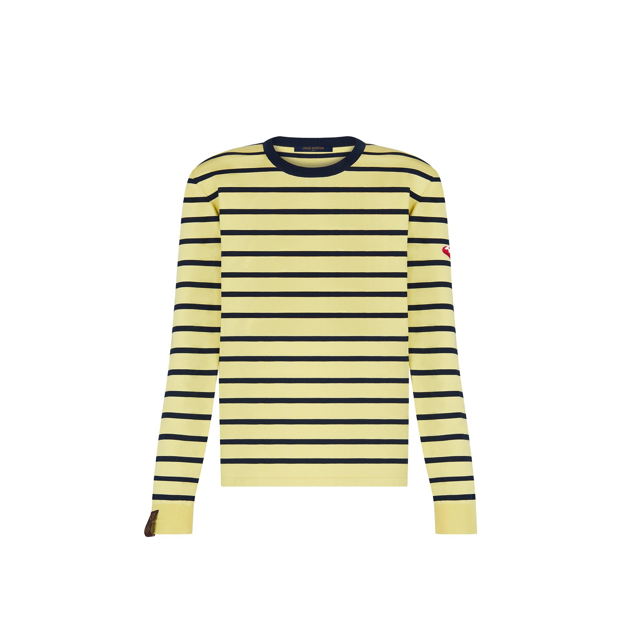 Long-Sleeved Sailor Stripe Crew Neck Pullover  - 1