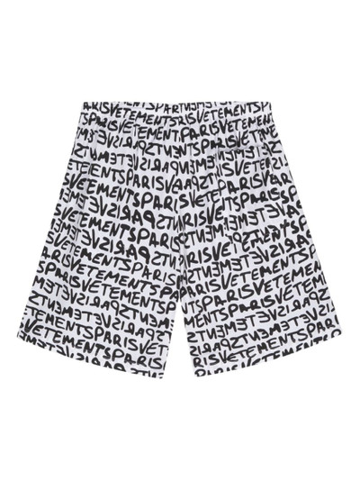 VETEMENTS logo-print cotton shorts outlook
