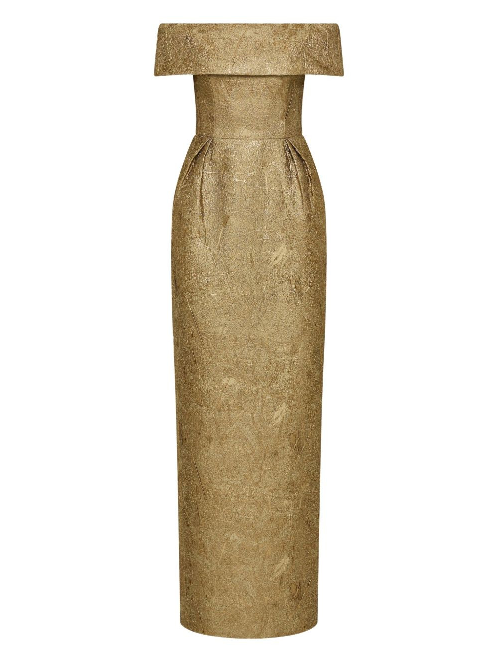 off-shoulder brocade gown - 1