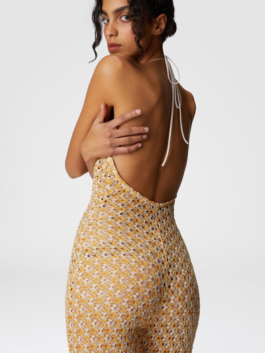 Long jumpsuit with drop neckline and cut-out detail - 5