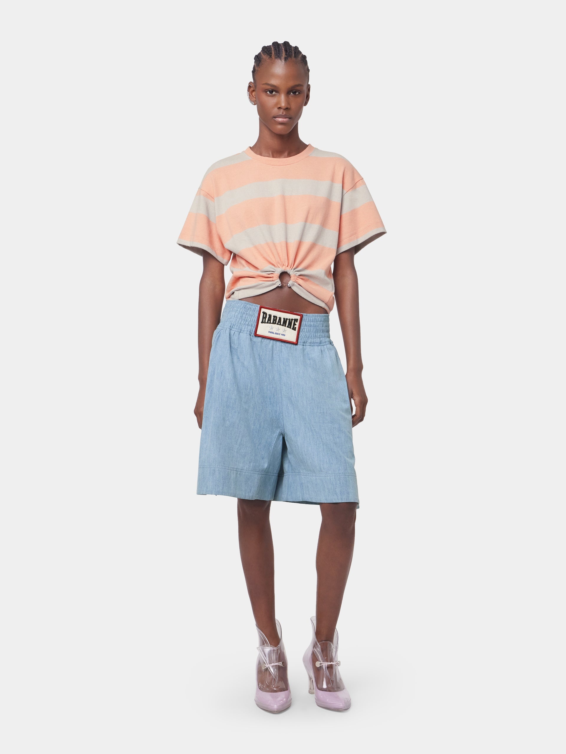 PEACH STRIPED TEE-SHIRT PIERCING IN COTTON JERSEY - 2