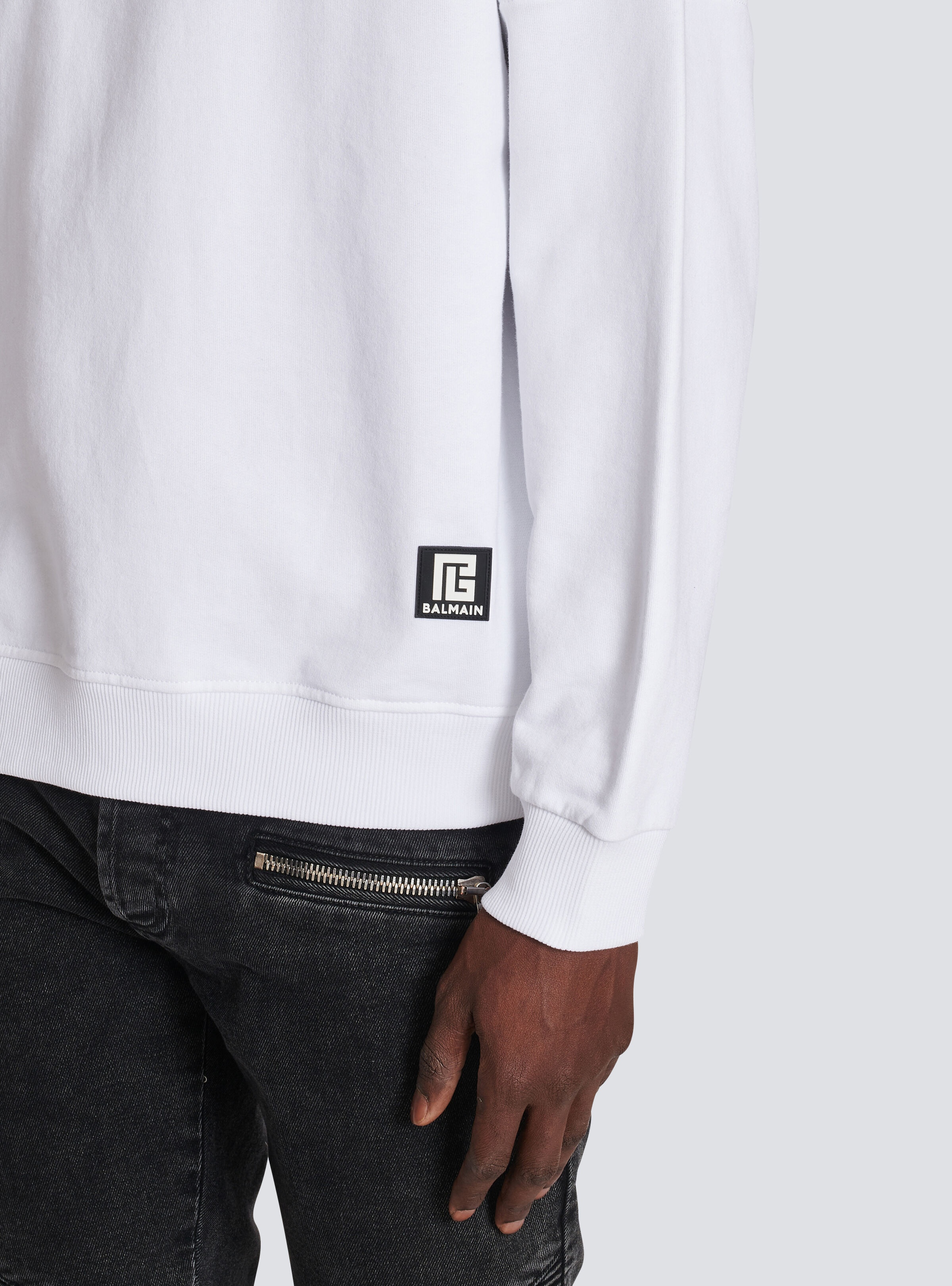 Eco-designed cotton sweatshirt with Balmain logo print - 5