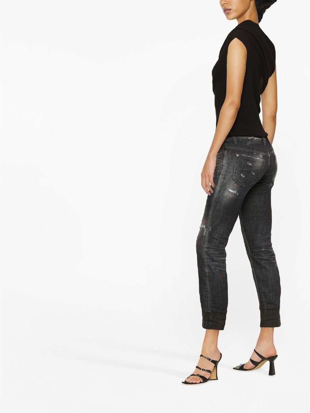 splatter-detailed cropped jeans - 3
