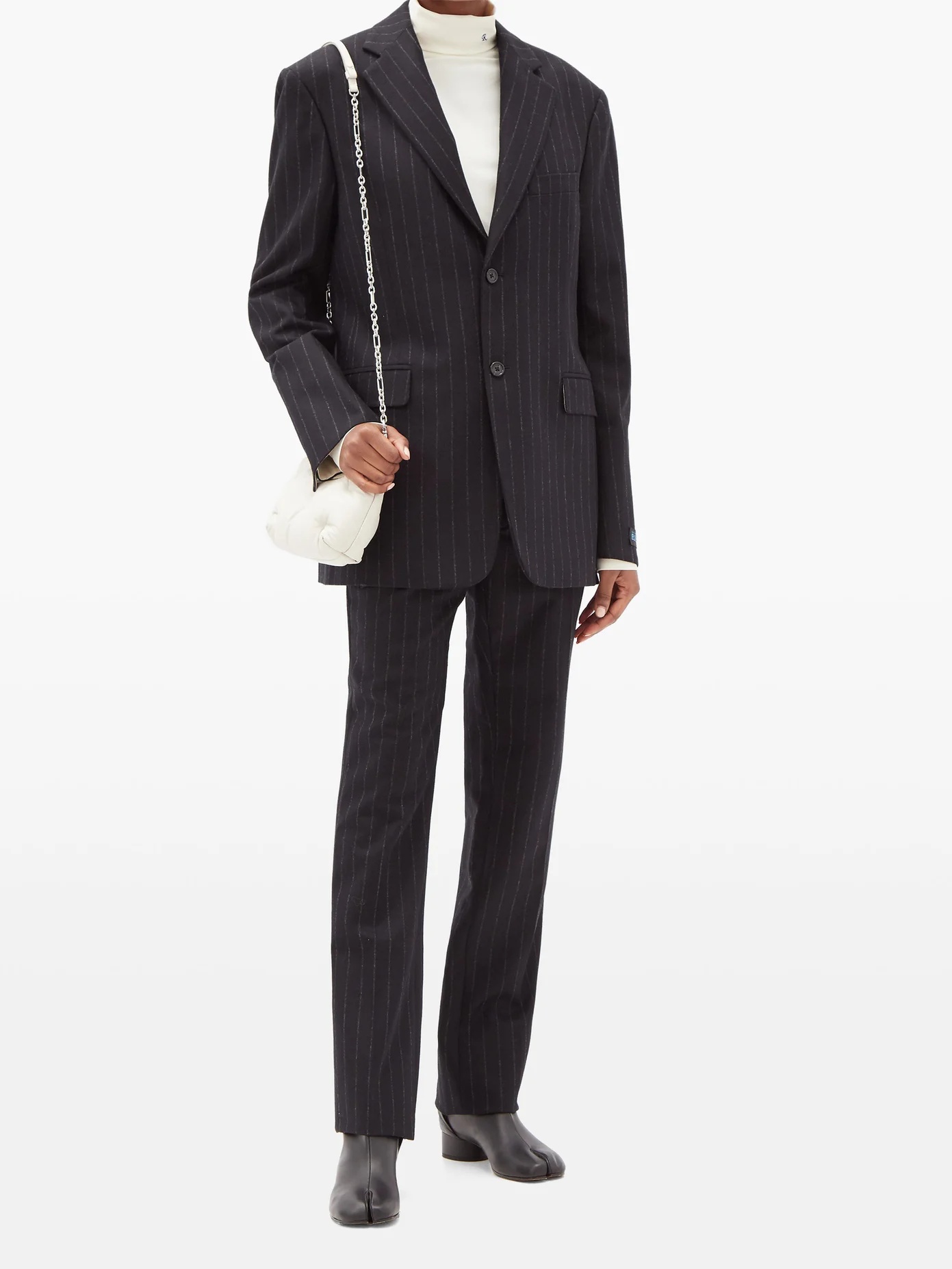 Pinstriped wool-twill suit jacket - 2