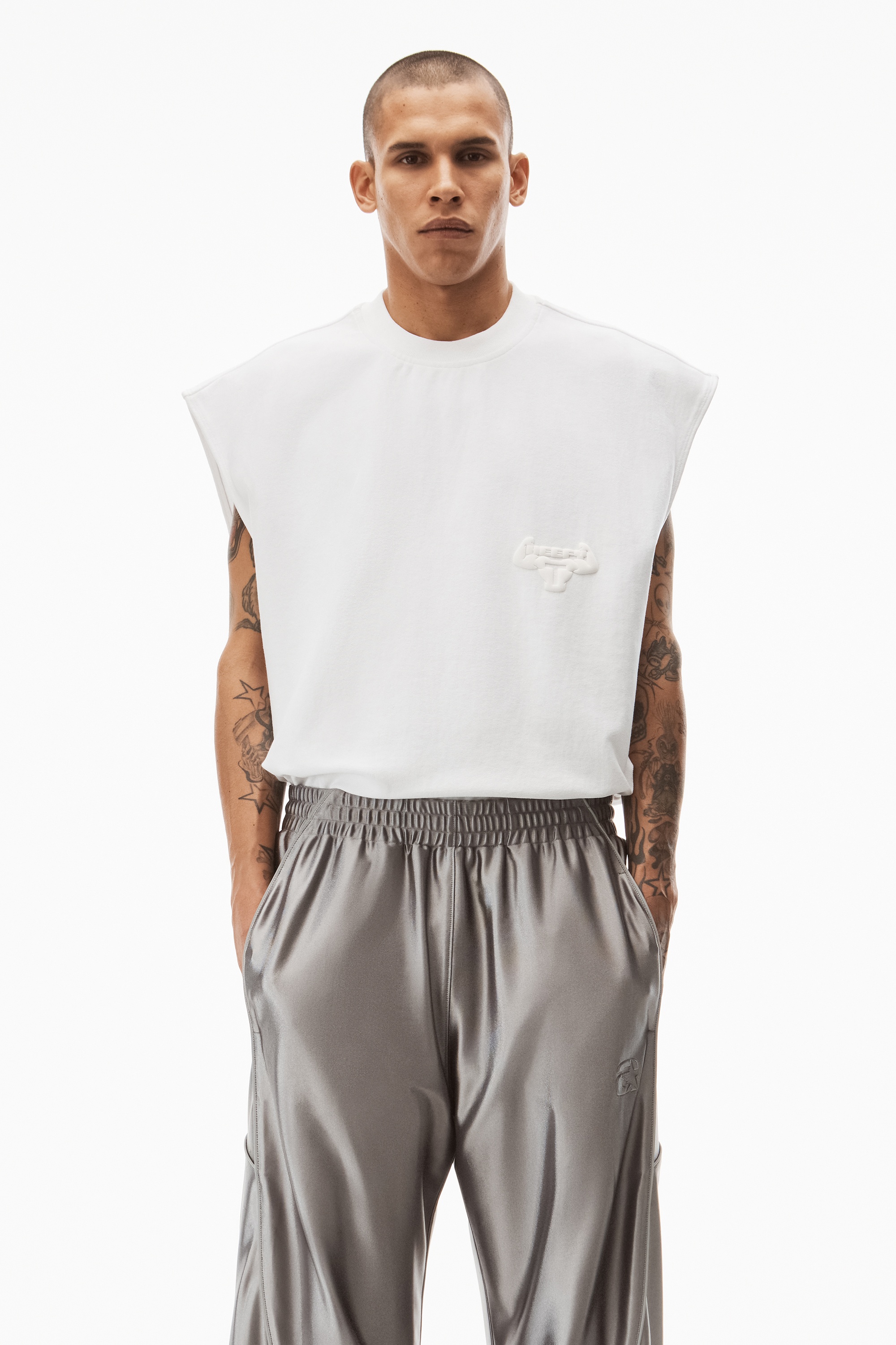 Alexander Wang TRACK PANTS IN SATIN FAILLE JERSEY | REVERSIBLE