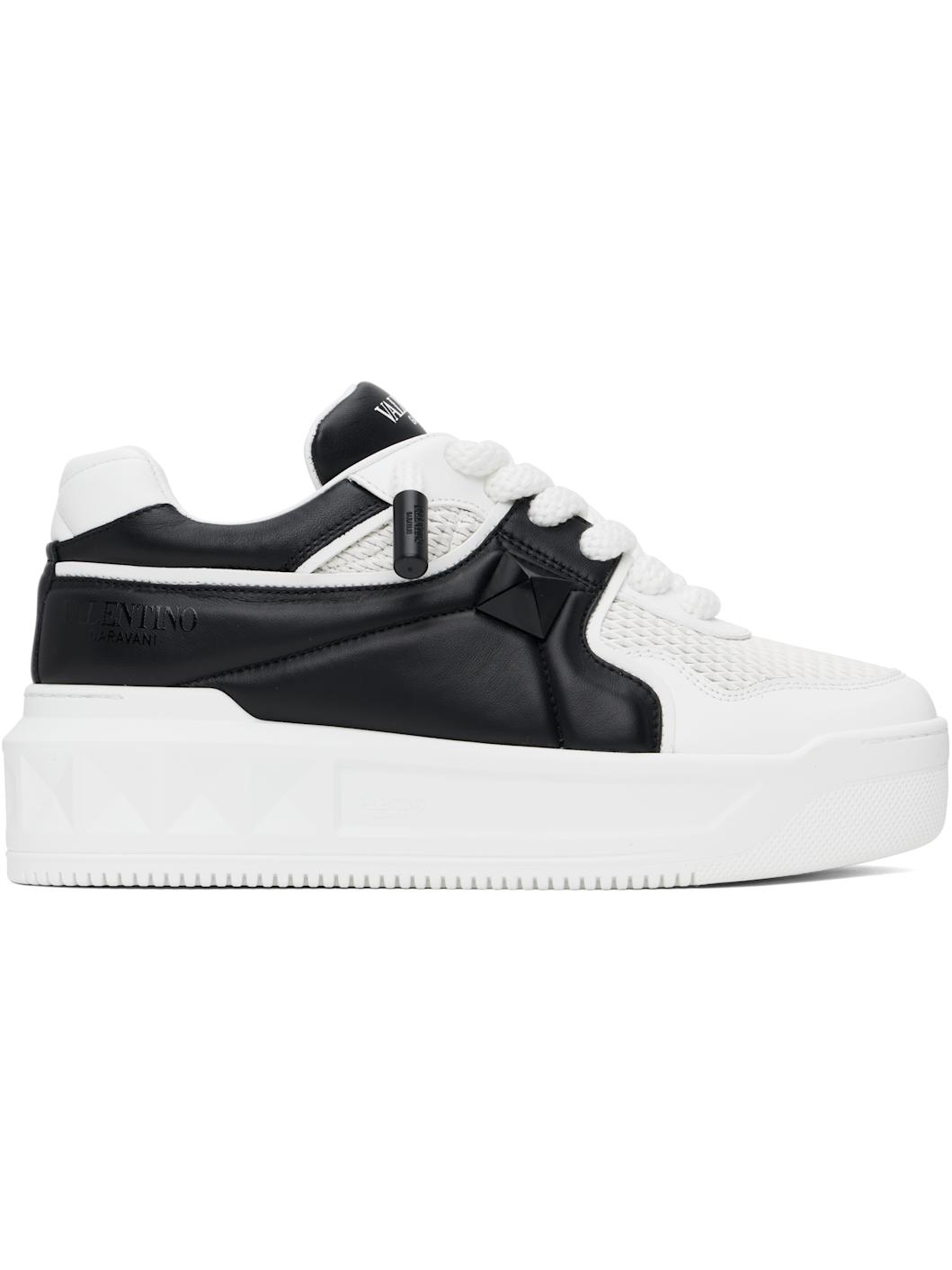 White & Black Low-Top One Stud XL Sneakers - 1