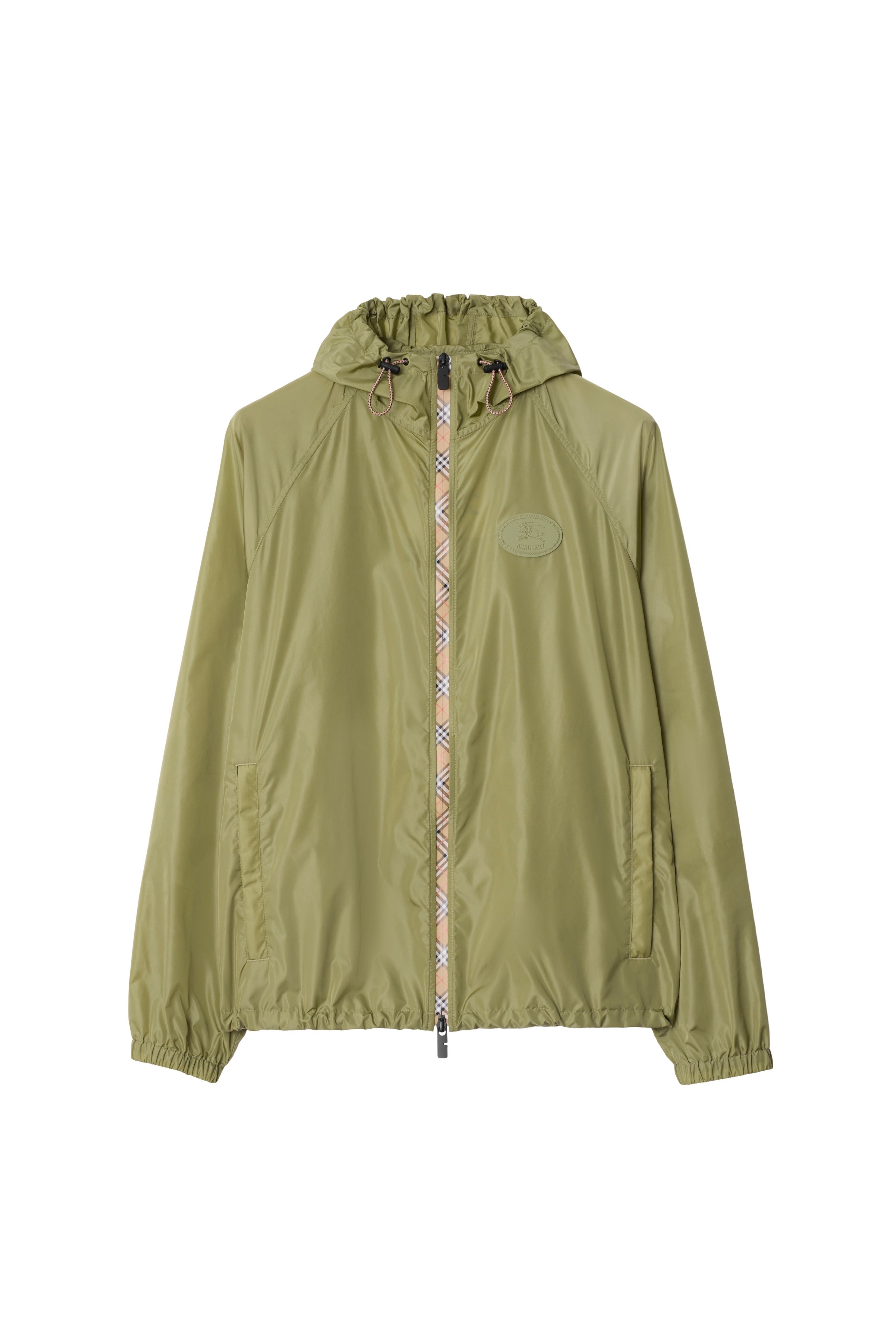 burberry Check Trim Nylon Hooded Jacket in Wreath Green at Nordstrom - 3