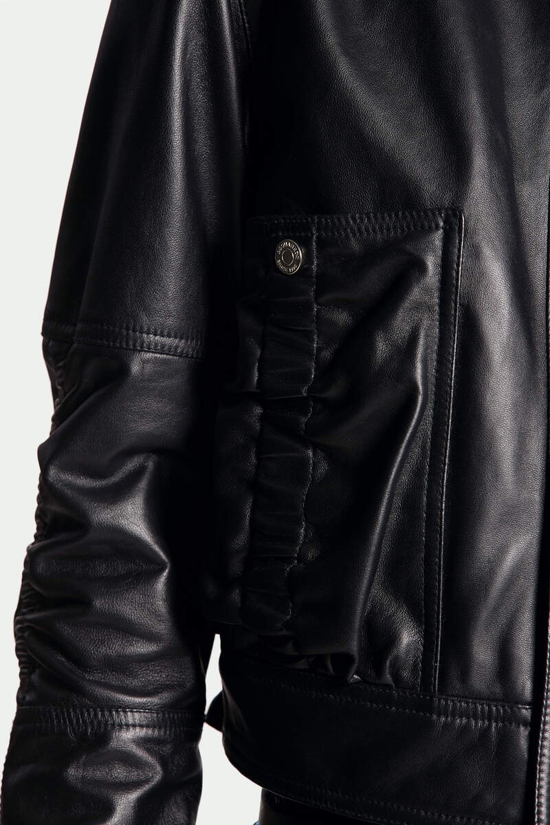 GATHERED LEATHER JACKET - 4