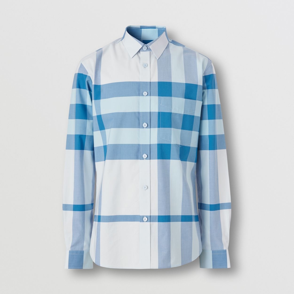 Check Stretch Cotton Poplin Shirt - 1