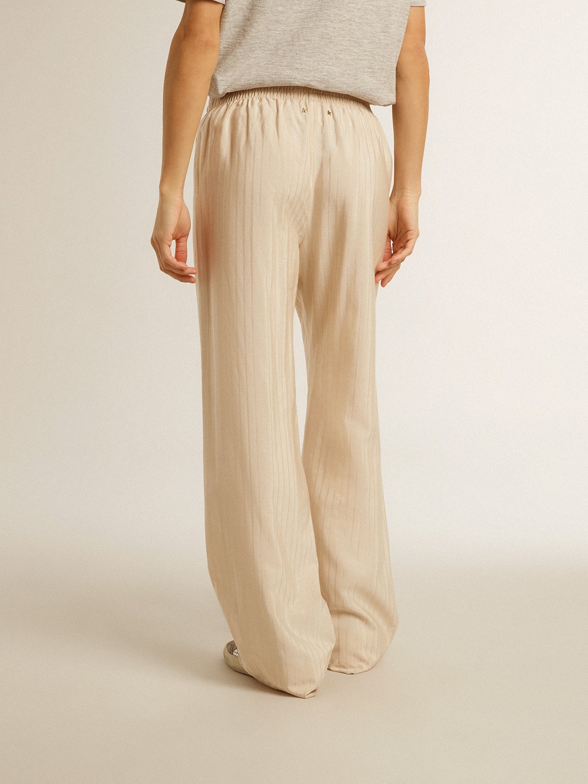 Women's light beige silk and viscose joggers - 4