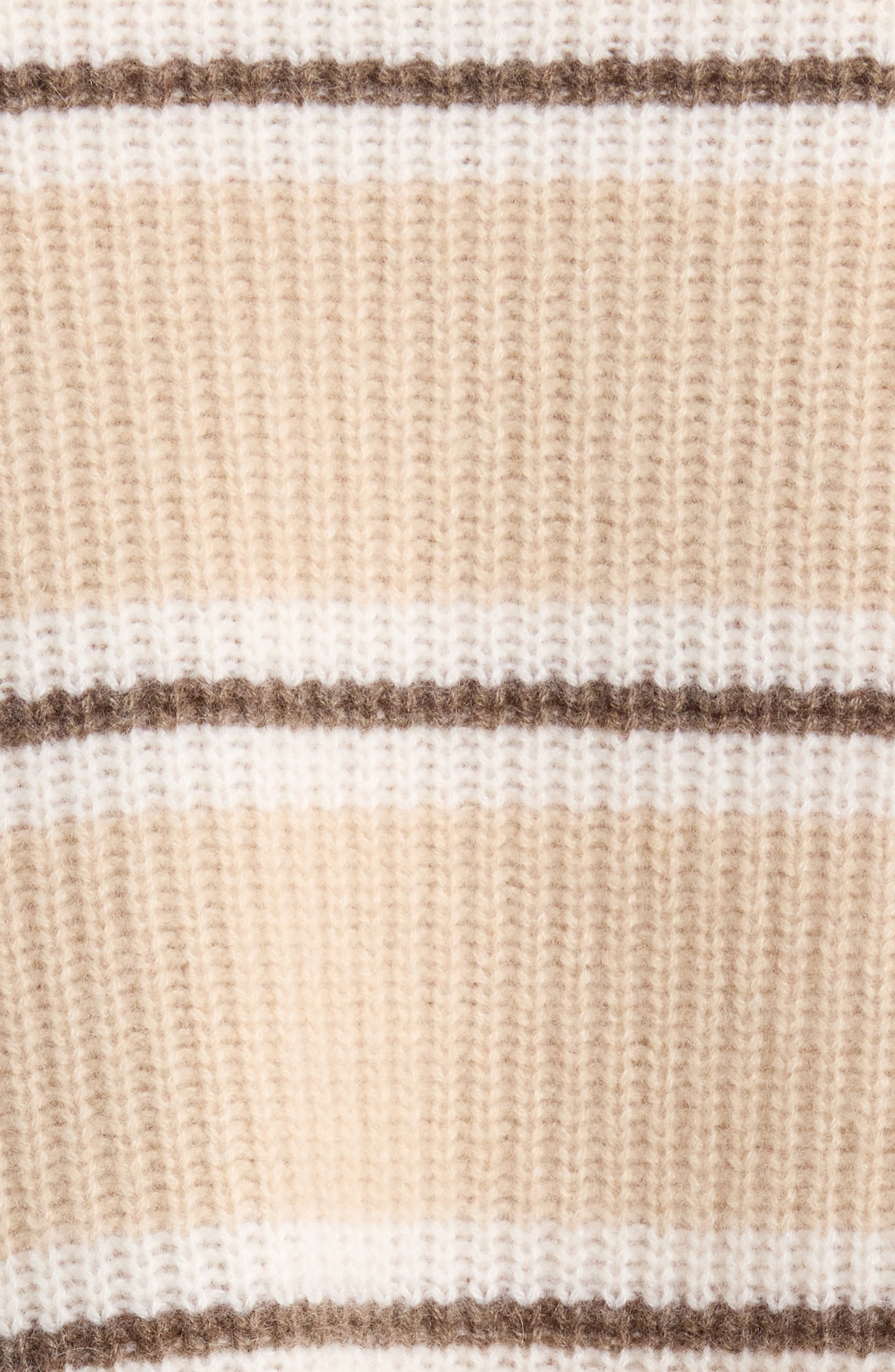 STAUD Hampton Crop Half Zip Cashmere Sweater in Whisper Stripe at Nordstrom - 6